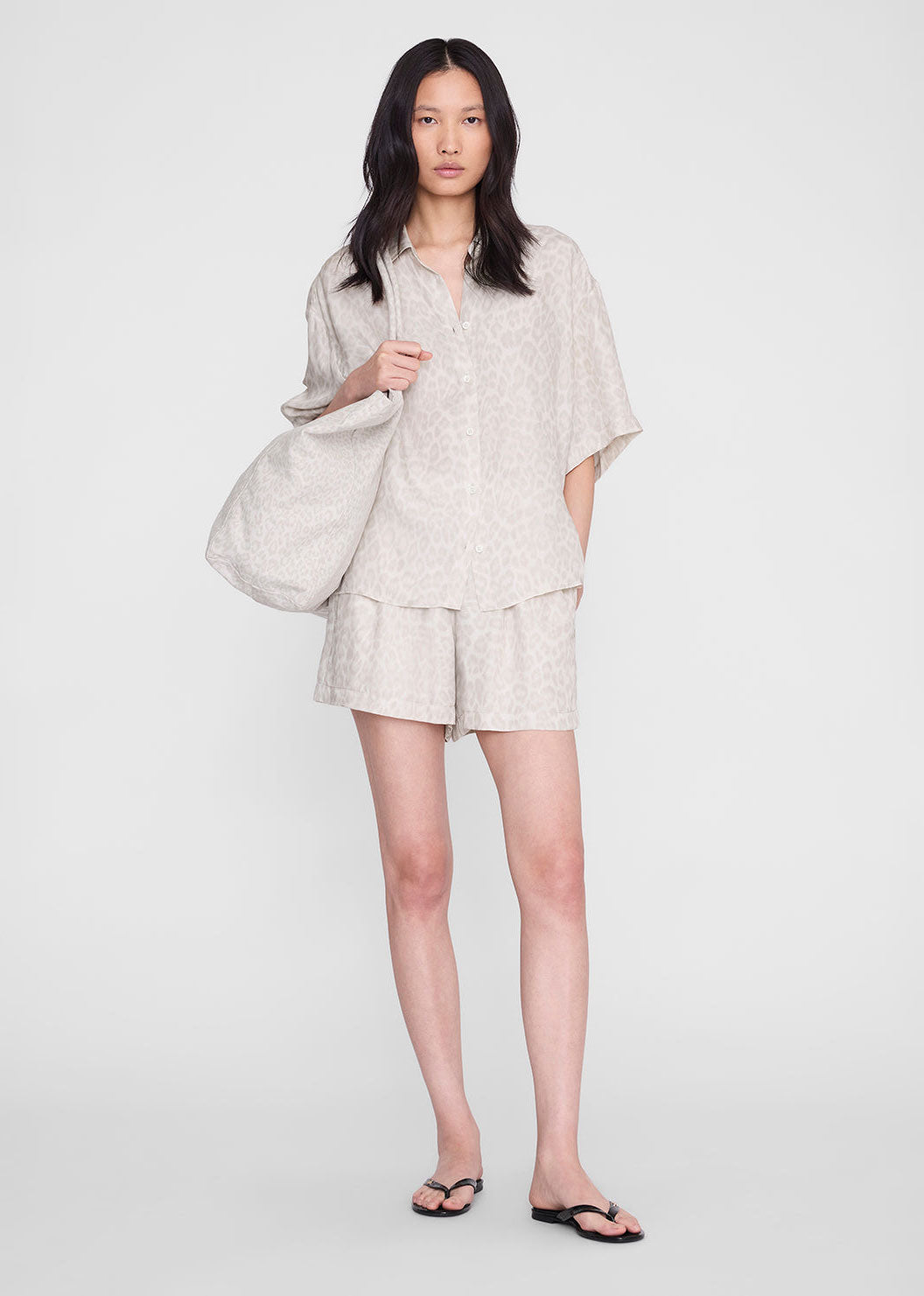 Anine Bing Coco Shirt - Washed White Leopard