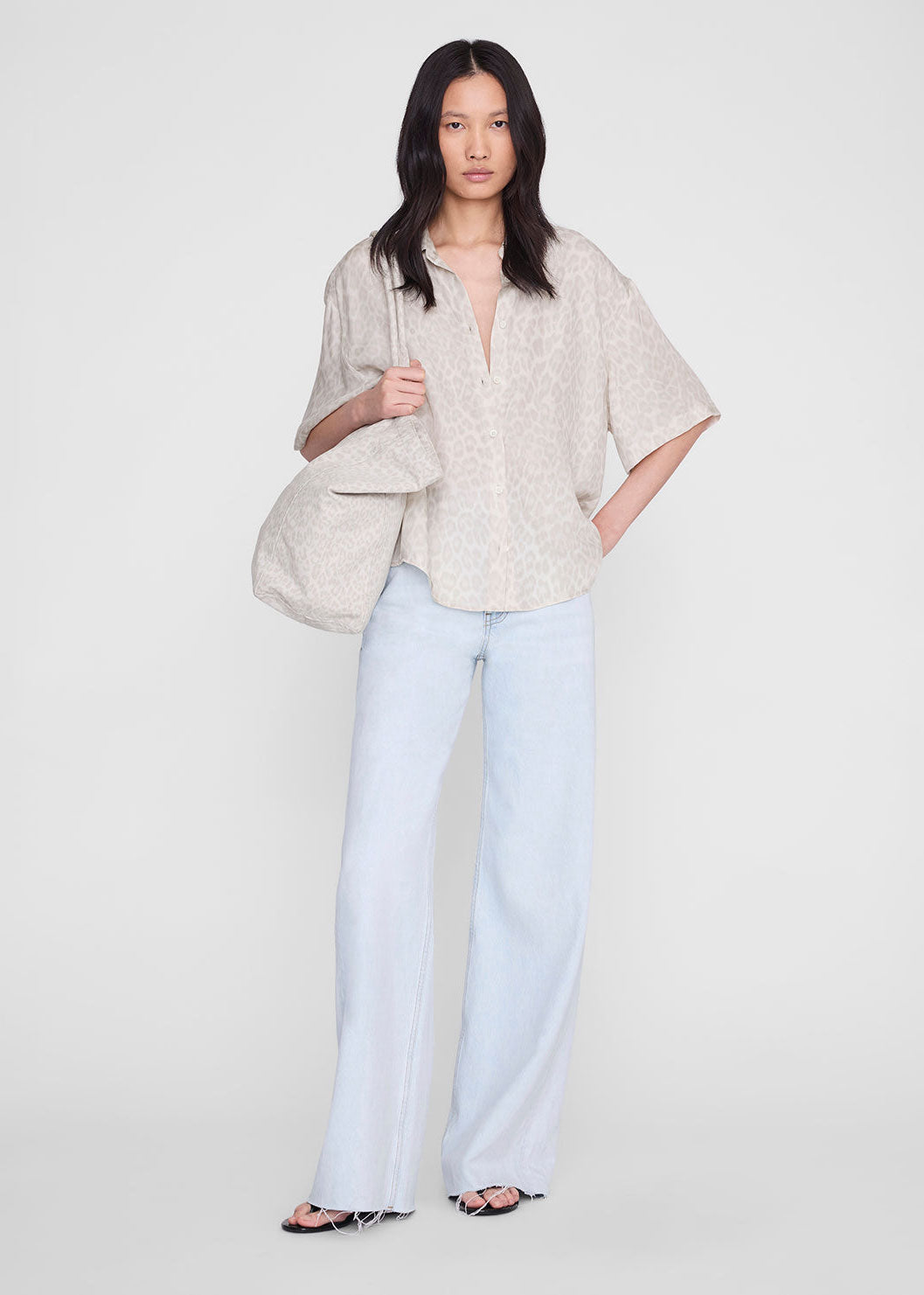 Anine Bing Coco Shirt - Washed White Leopard