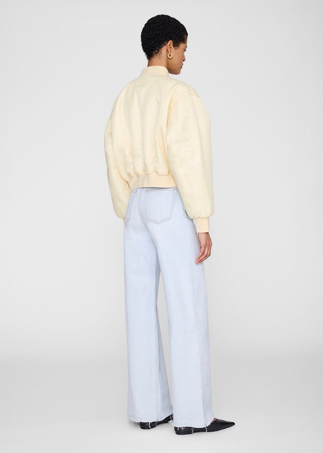 Anine Bing Cropped Leon Bomber - Butter Yellow