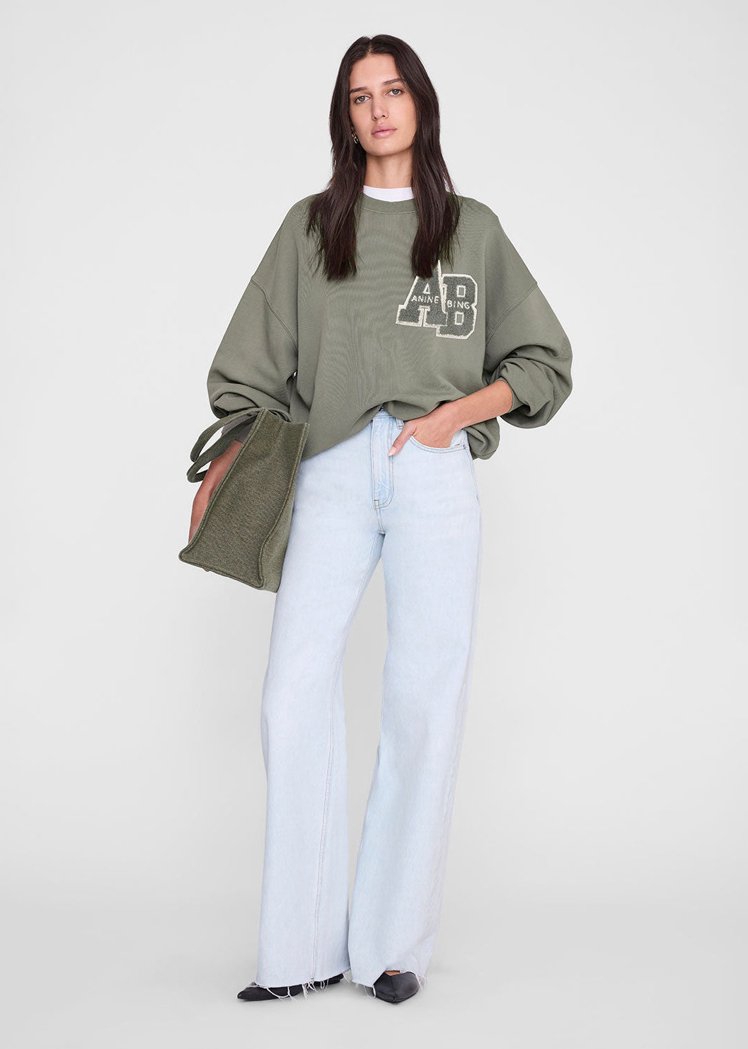 Anine Bing Miles Sweatshirt Letterman - Sage