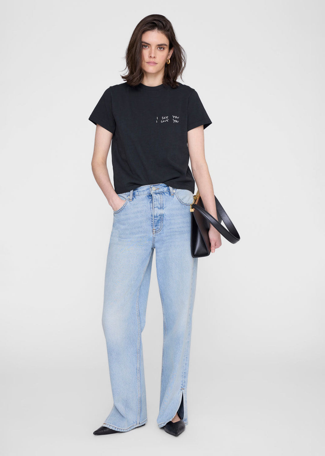 Anine Bing Shelley Tee I See You I Love You - Black