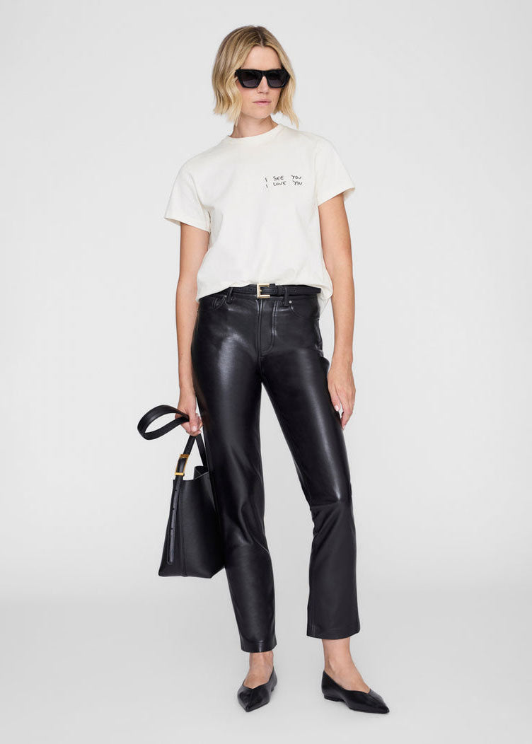 Anine Bing Shelley Tee I See You I Love You - Washed Cream
