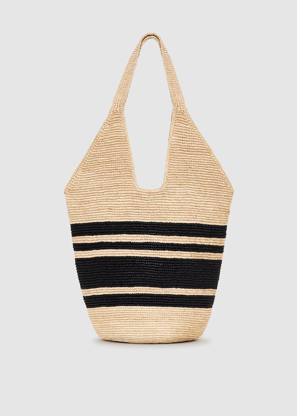 Anine Bing Leah Logo Hobo Raphia Bag - Striped