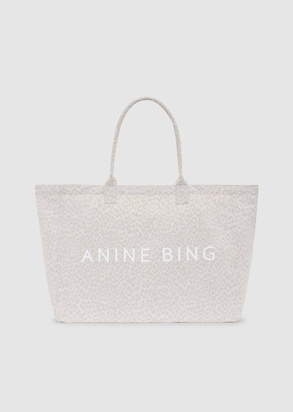 Anine Bing Leo Canvas Tote - Washed White Leopard