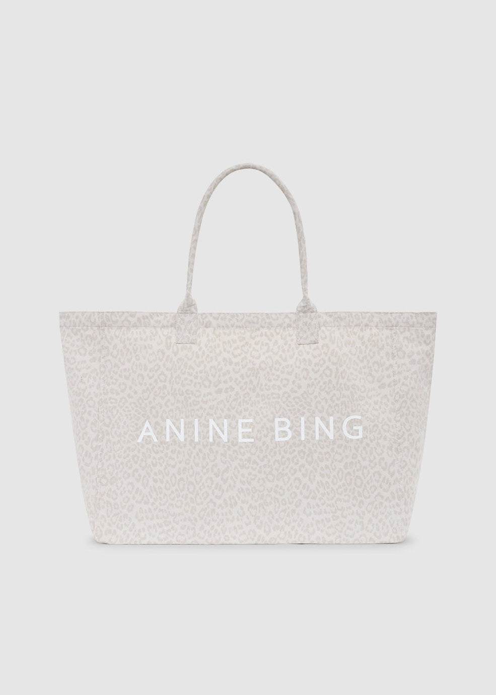 Anine Bing Leo Canvas Tote - Washed White Leopard