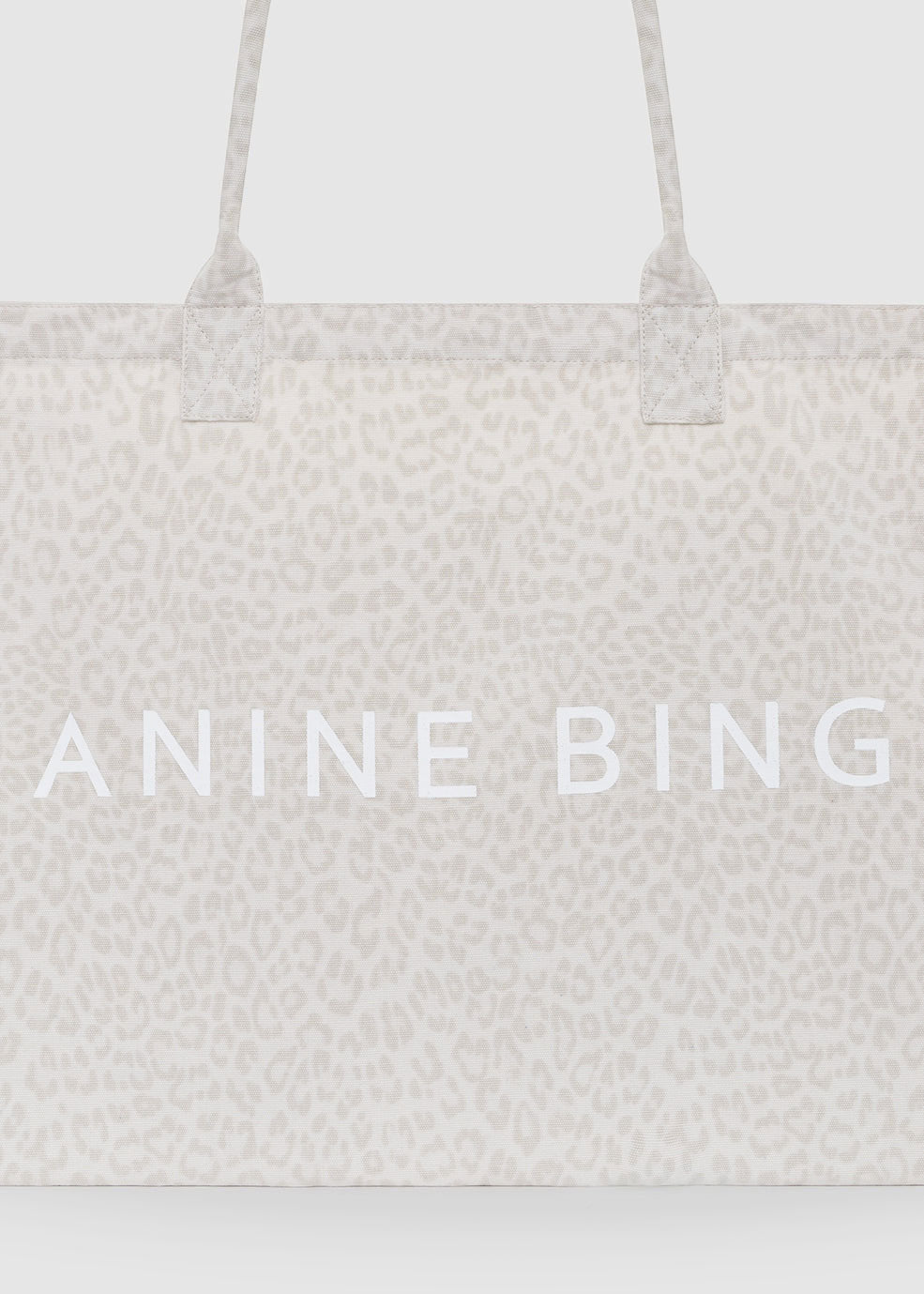 Anine Bing Leo Canvas Tote - Washed White Leopard