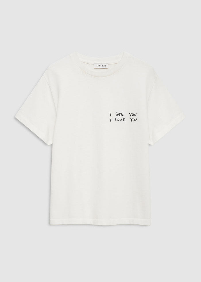 Anine Bing Shelley Tee I See You I Love You - Washed Cream