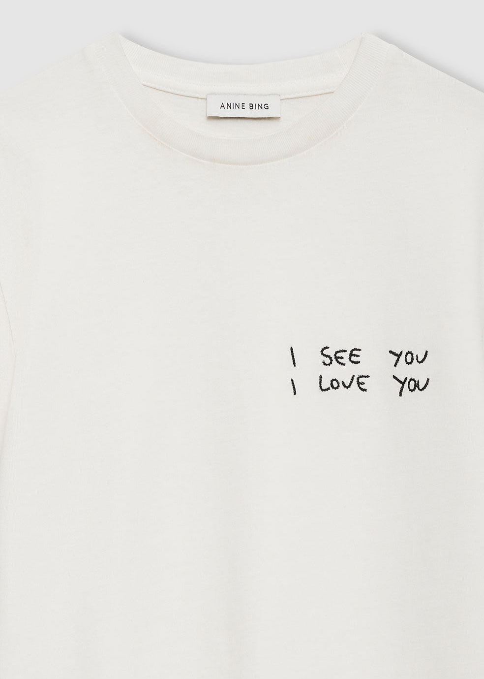 Anine Bing Shelley Tee I See You I Love You - Washed Cream
