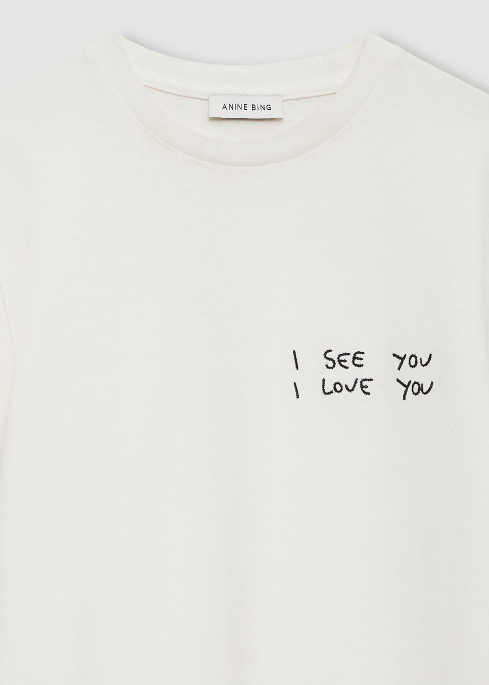 Anine Bing Shelley Tee I See You I Love You - Washed Cream