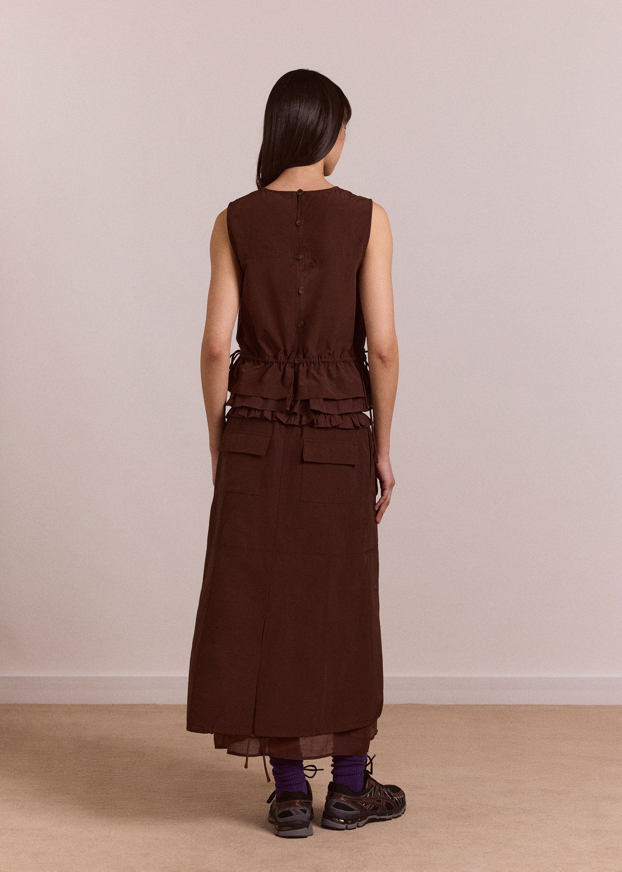 Damson Madder Amber Double Layer Midi Skirt - Choc