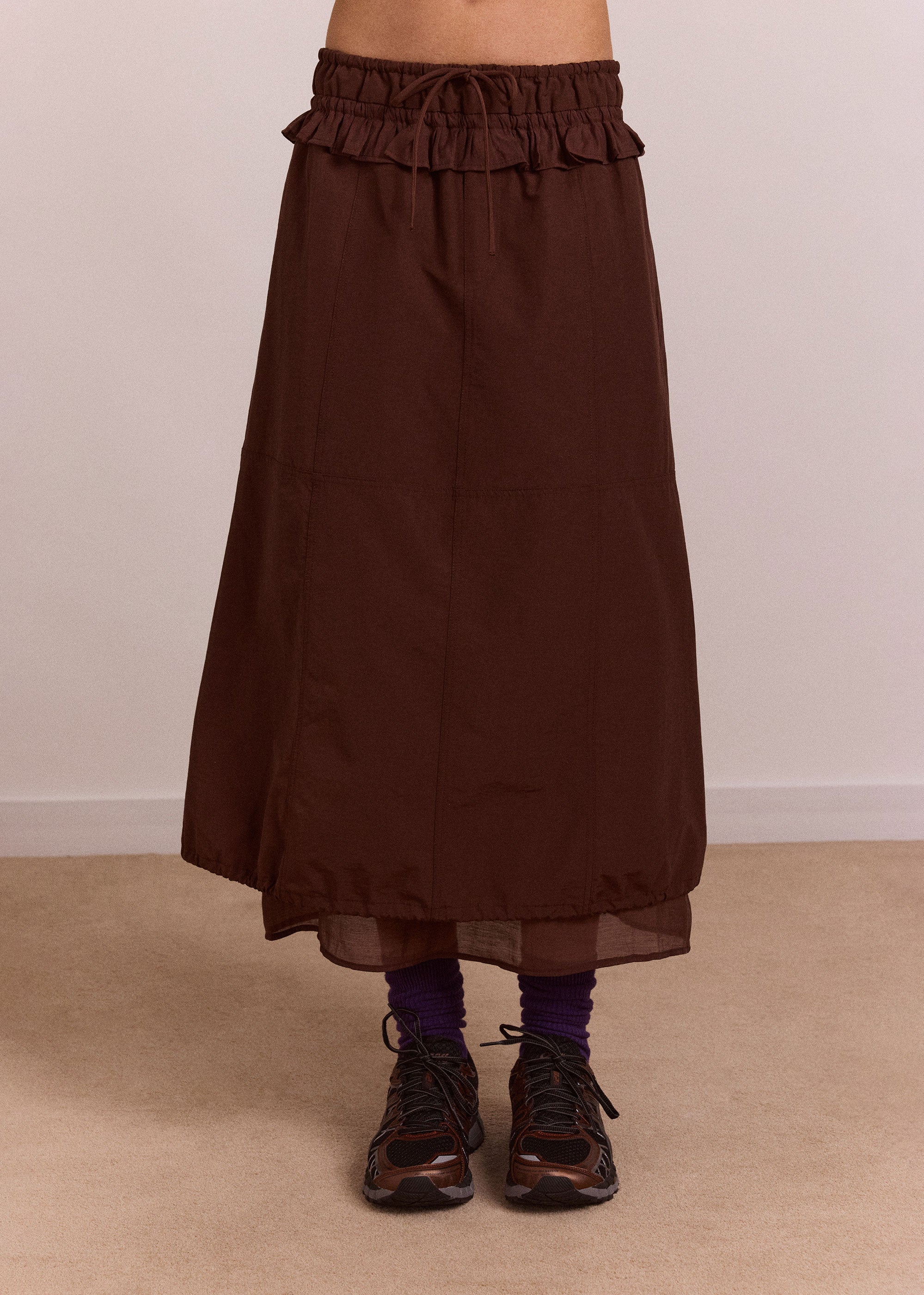 Damson Madder Amber Double Layer Midi Skirt - Choc