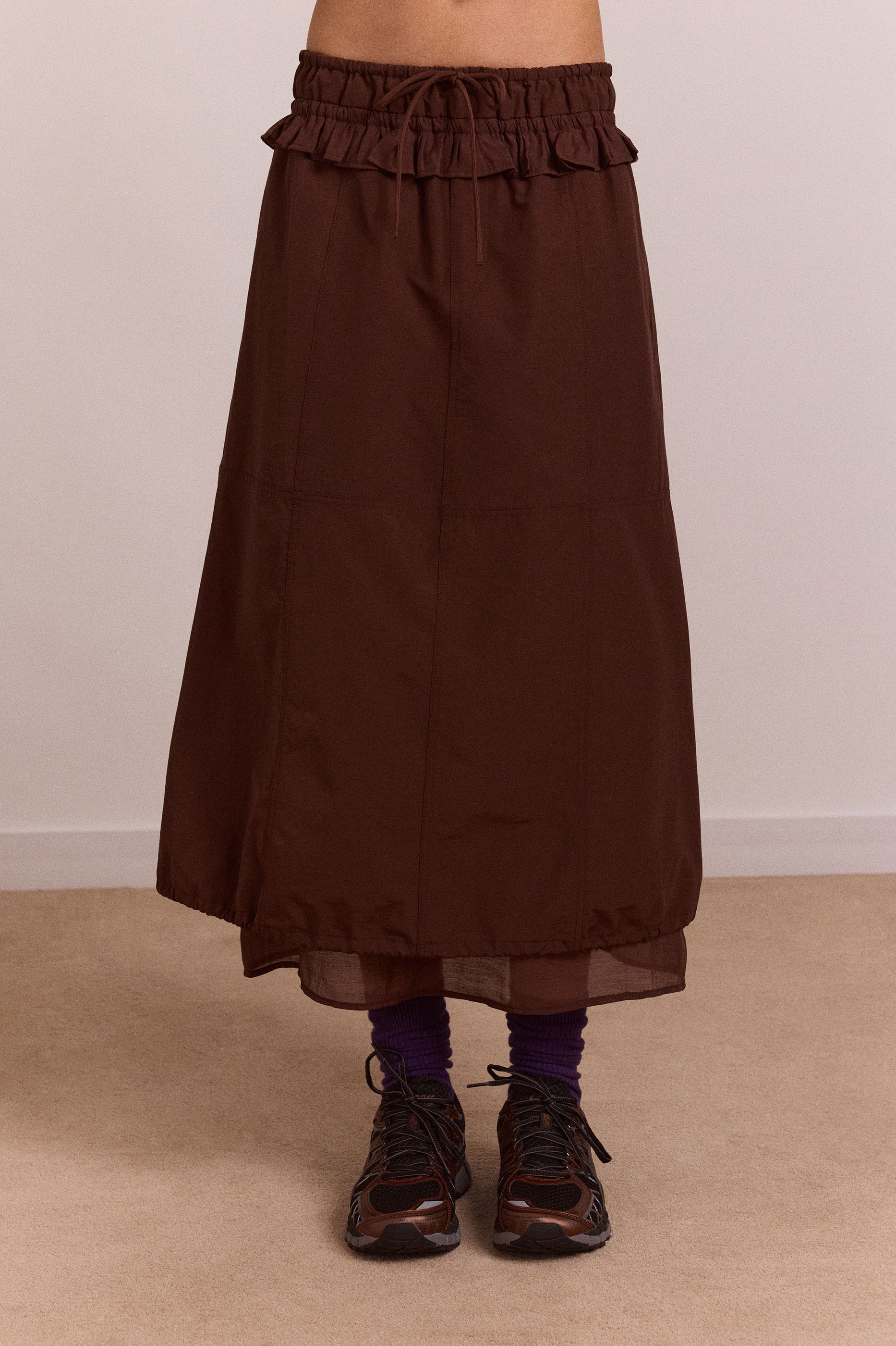 Damson Madder Amber Double Layer Midi Skirt - Choc