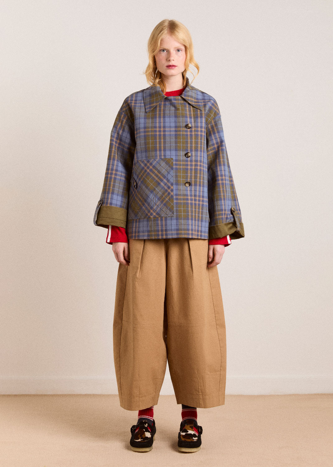 Damson Madder Reversible Jerry Crop Trench Coat - Olive