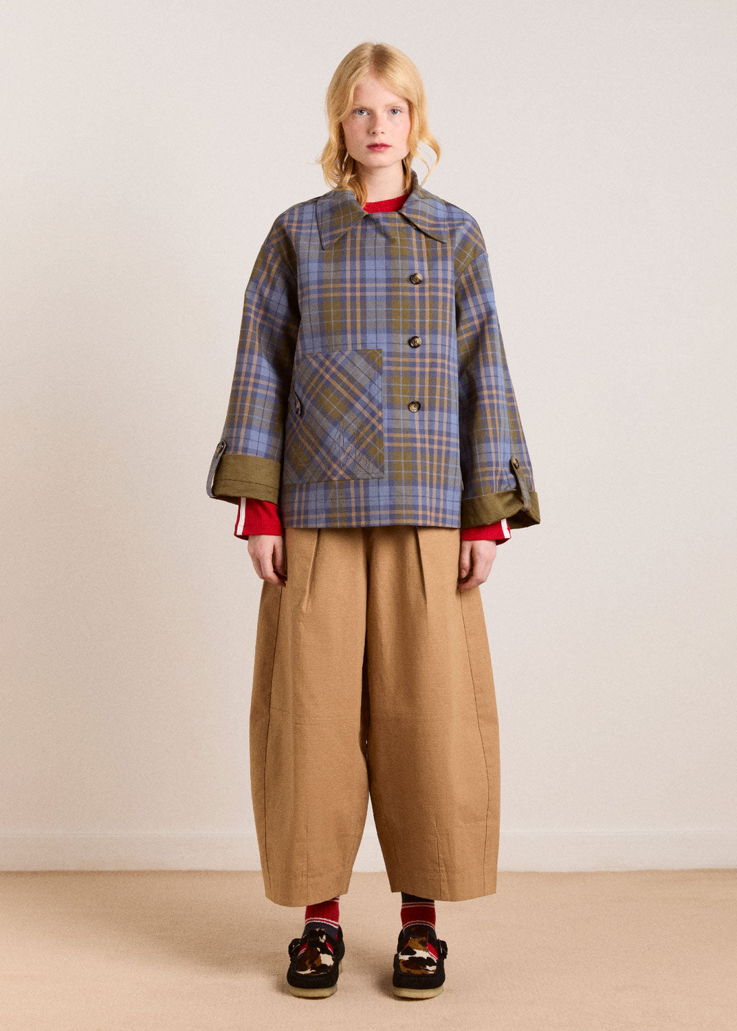 Damson Madder Reversible Jerry Crop Trench Coat - Olive
