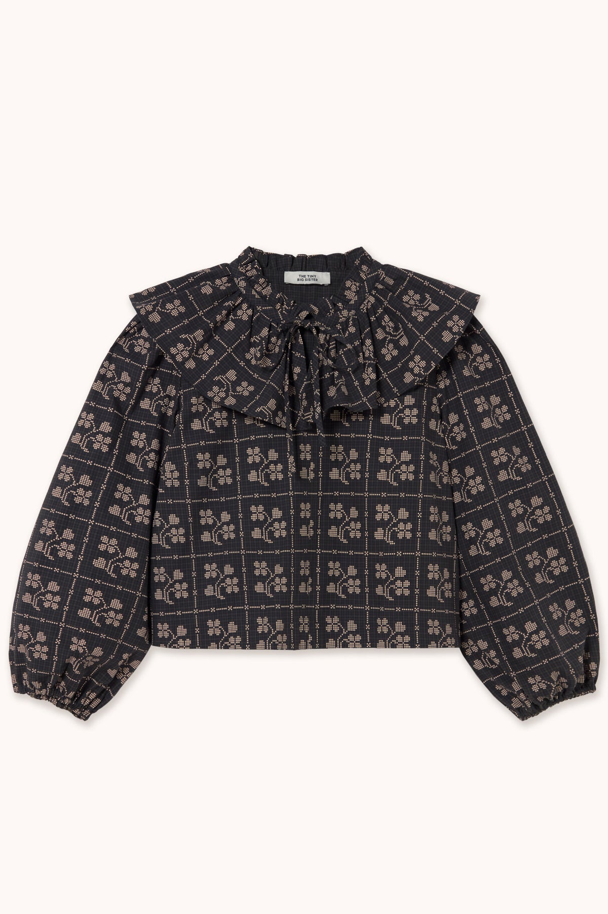 The Tiny Big Sister Dots Flowers Puff Sleeves Blouse