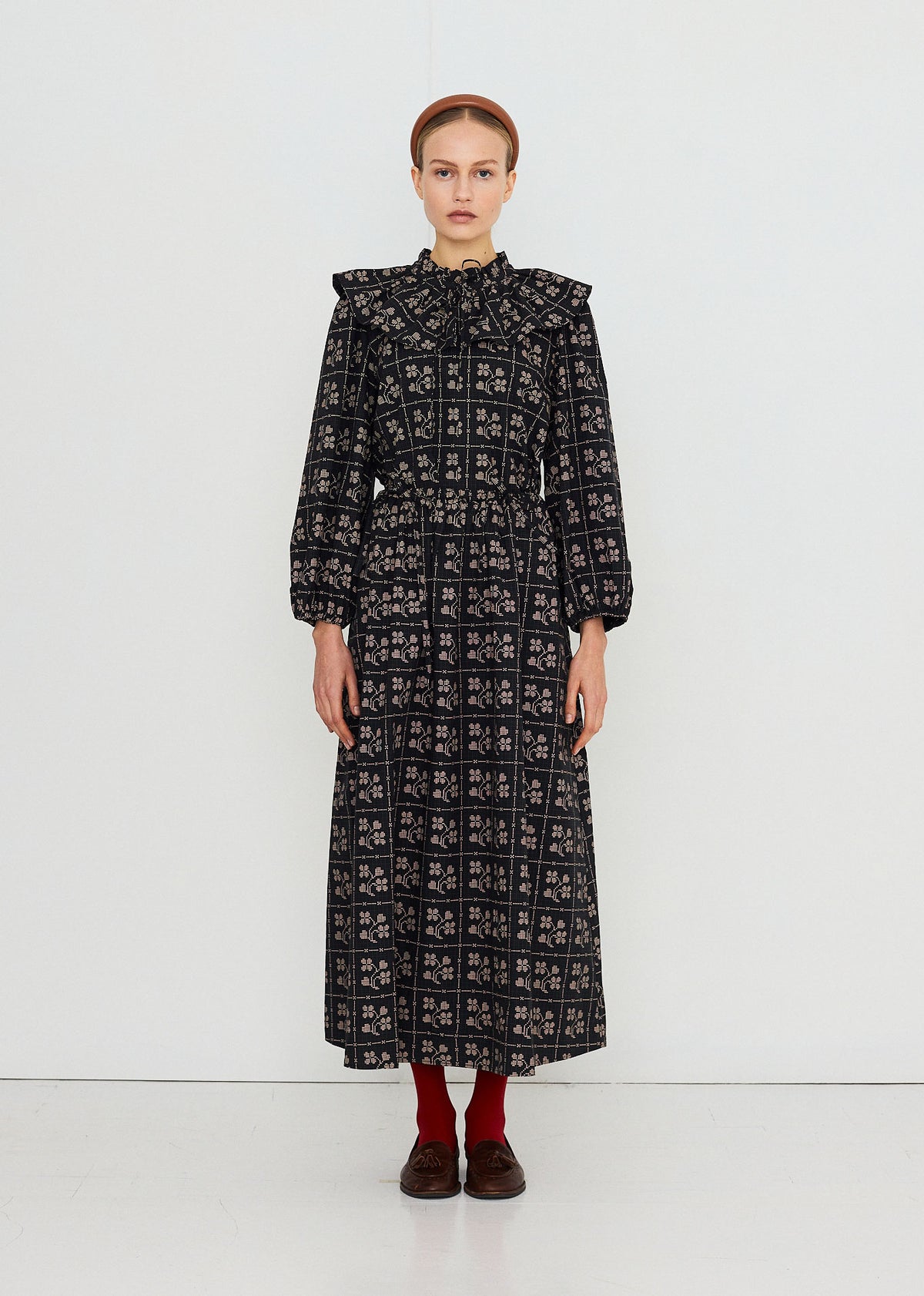 The Tiny Big Sister Dots Flowers Puff Sleeves Blouse