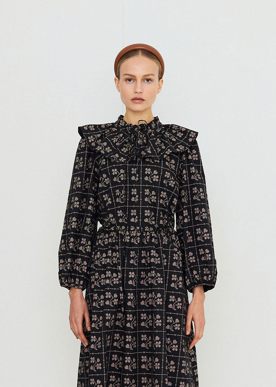 The Tiny Big Sister Dots Flowers Puff Sleeves Blouse