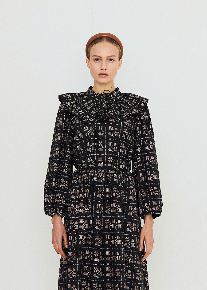 The Tiny Big Sister Dots Flowers Puff Sleeves Blouse