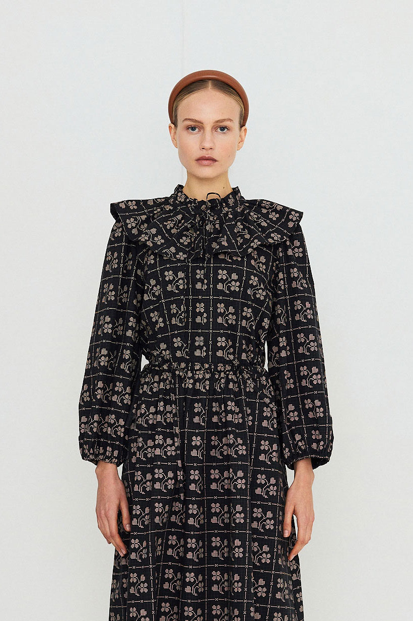 The Tiny Big Sister Dots Flowers Puff Sleeves Blouse