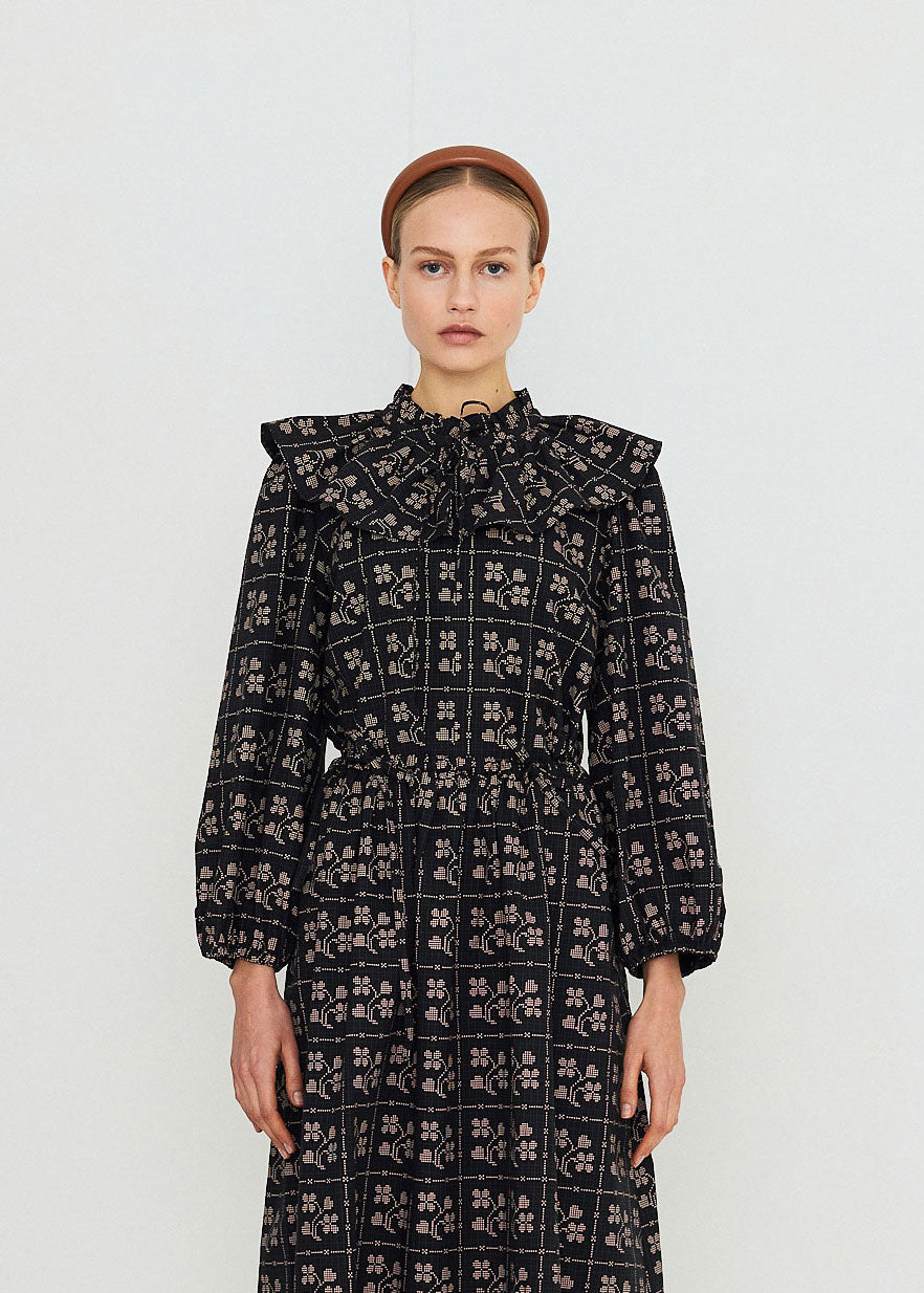 The Tiny Big Sister Dots Flowers Puff Sleeves Blouse
