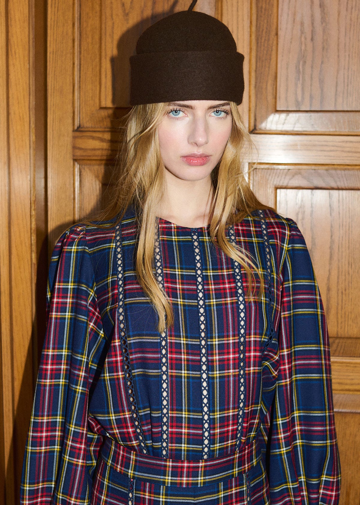 The Tiny Big Sister Check Puff Sleeves Blouse