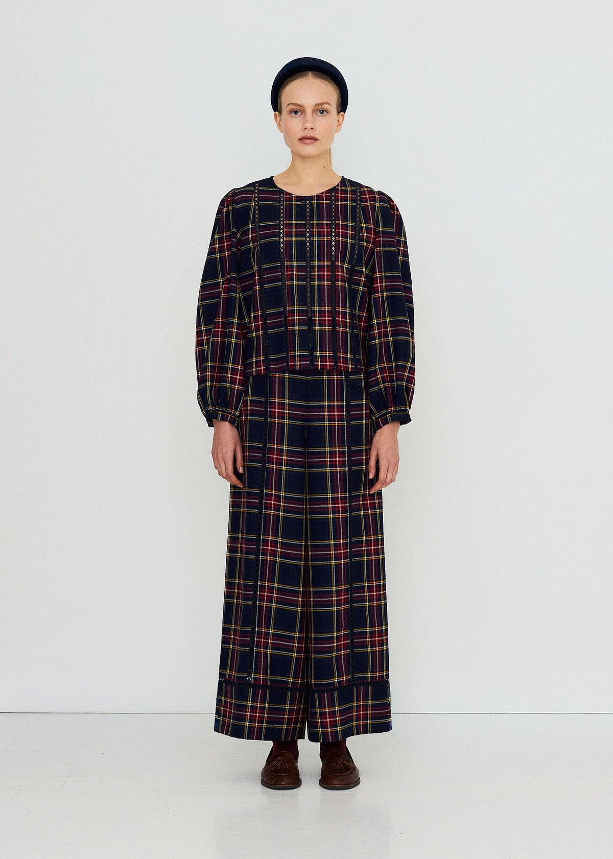 The Tiny Big Sister Check Puff Sleeves Blouse