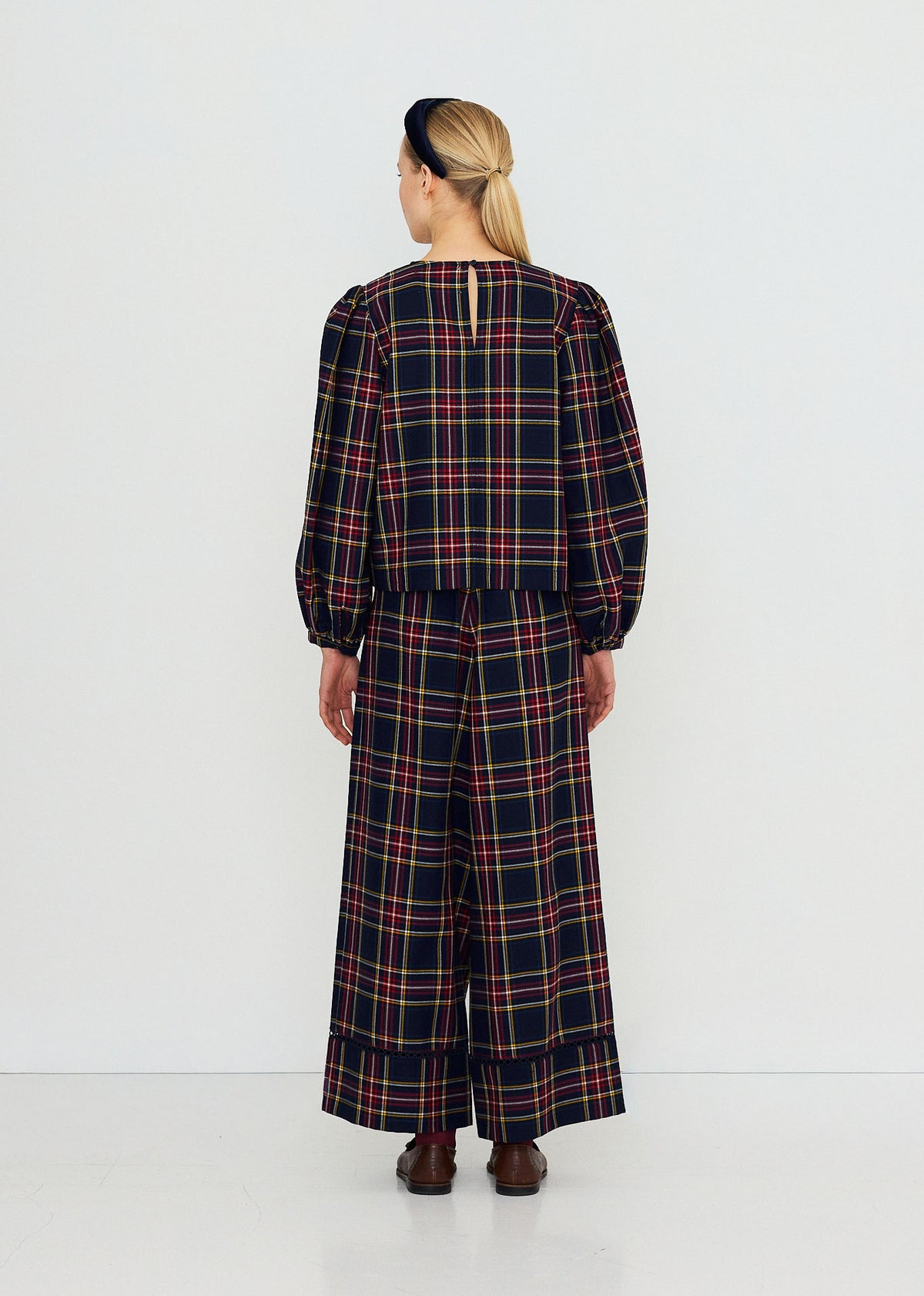 The Tiny Big Sister Check Puff Sleeves Blouse