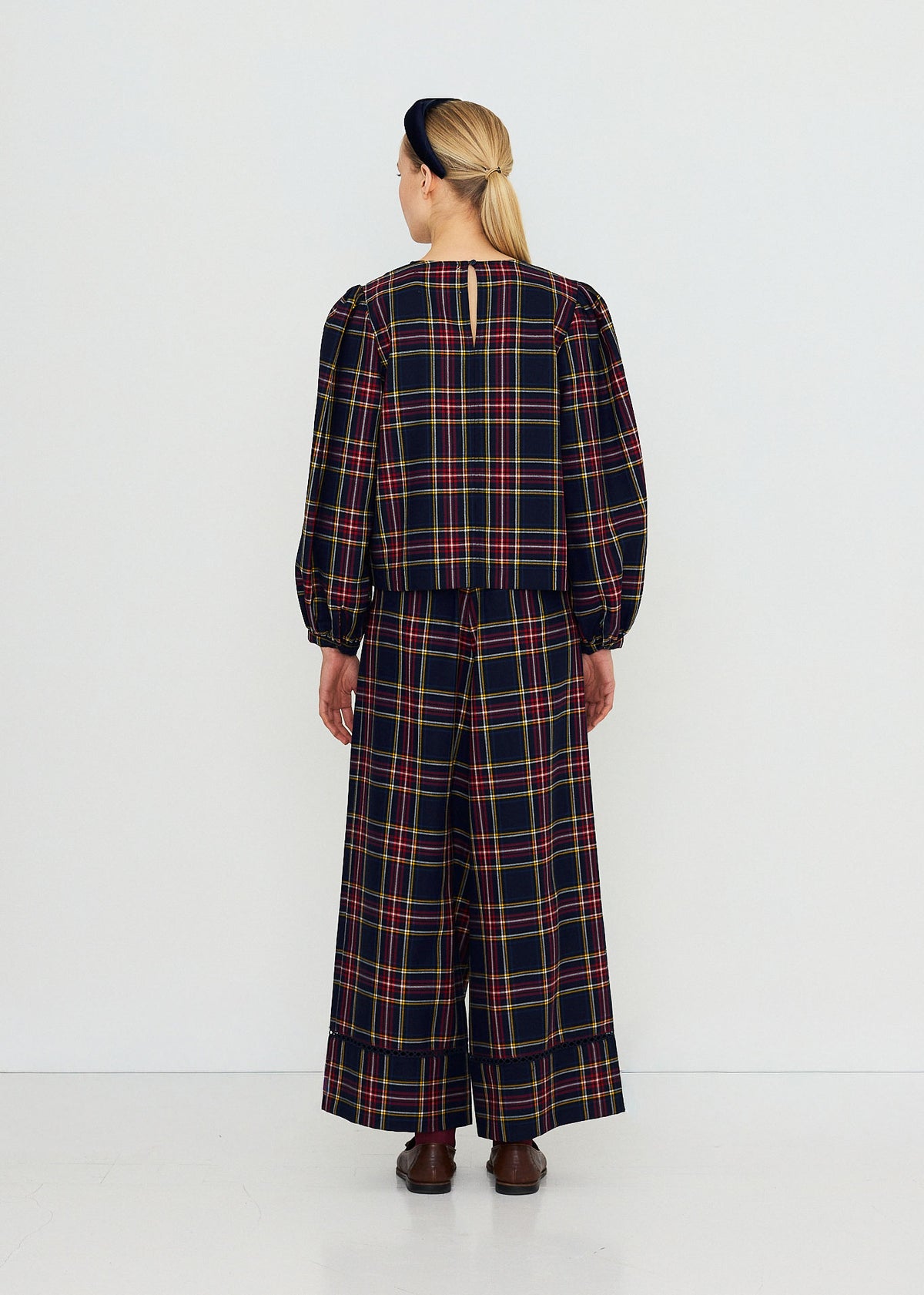 The Tiny Big Sister Check Puff Sleeves Blouse