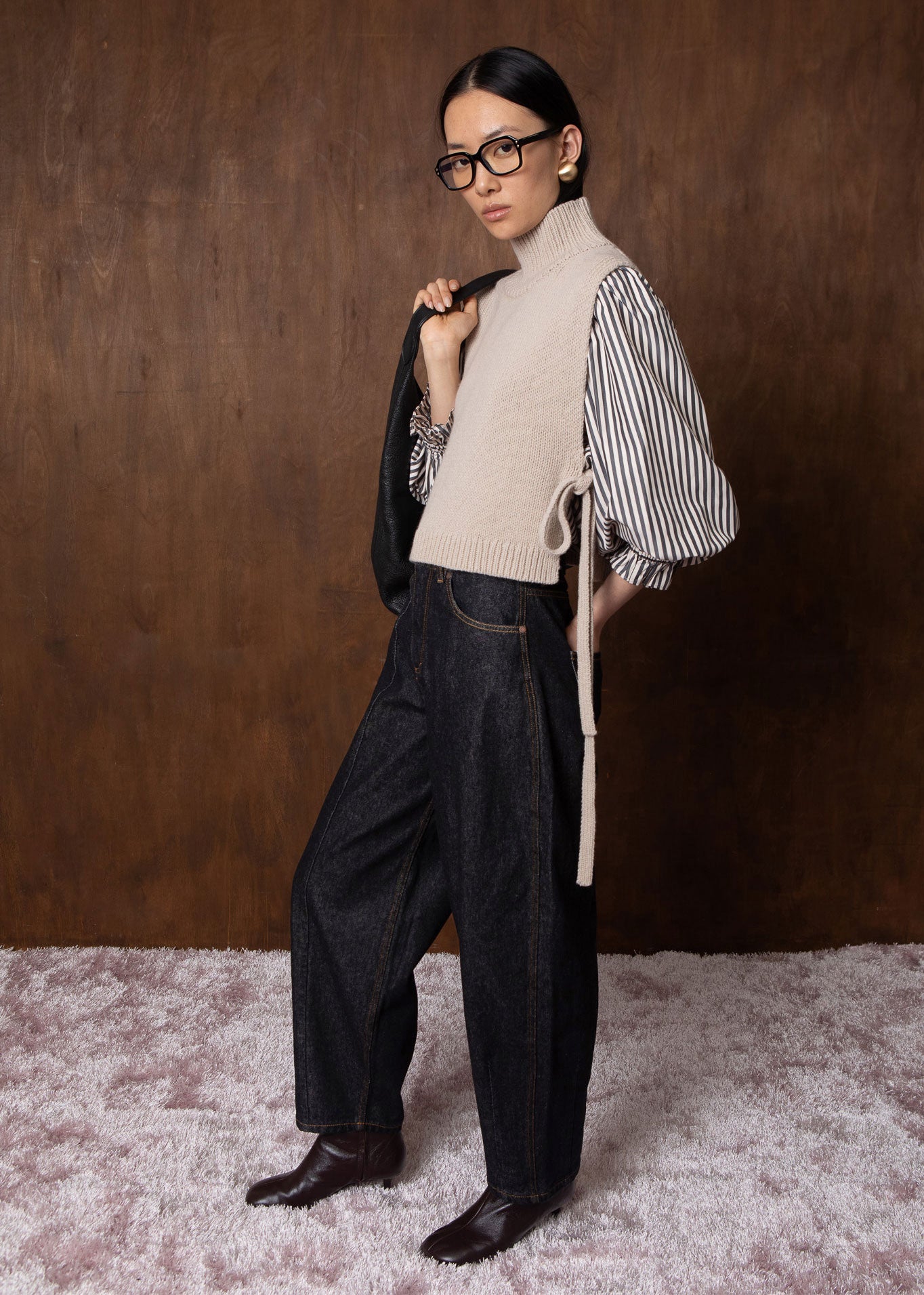 VI.VE.RE Naya Barrel Leg Jeans - Black