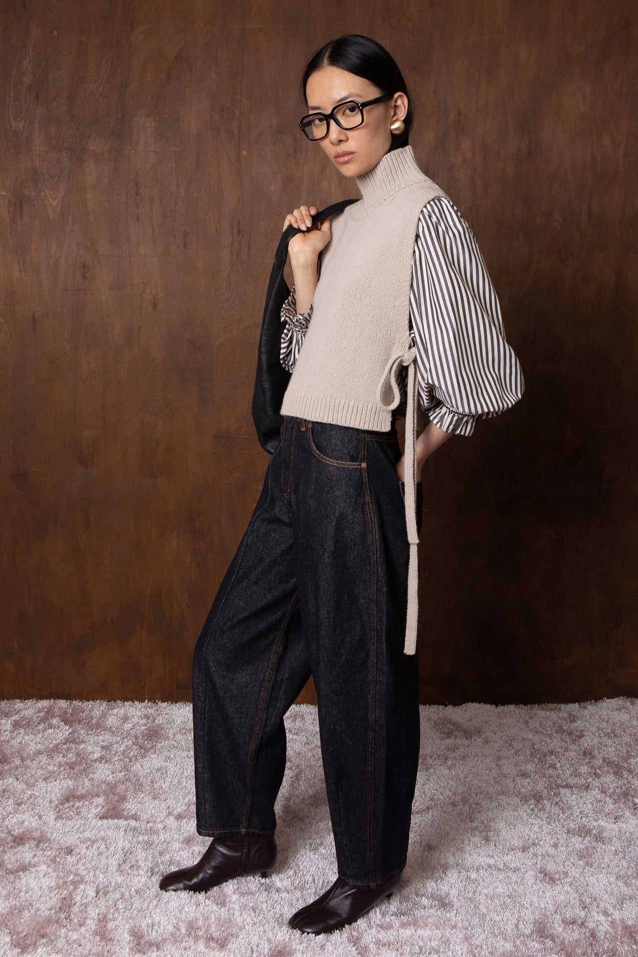 VI.VE.RE Naya Barrel Leg Jeans - Black