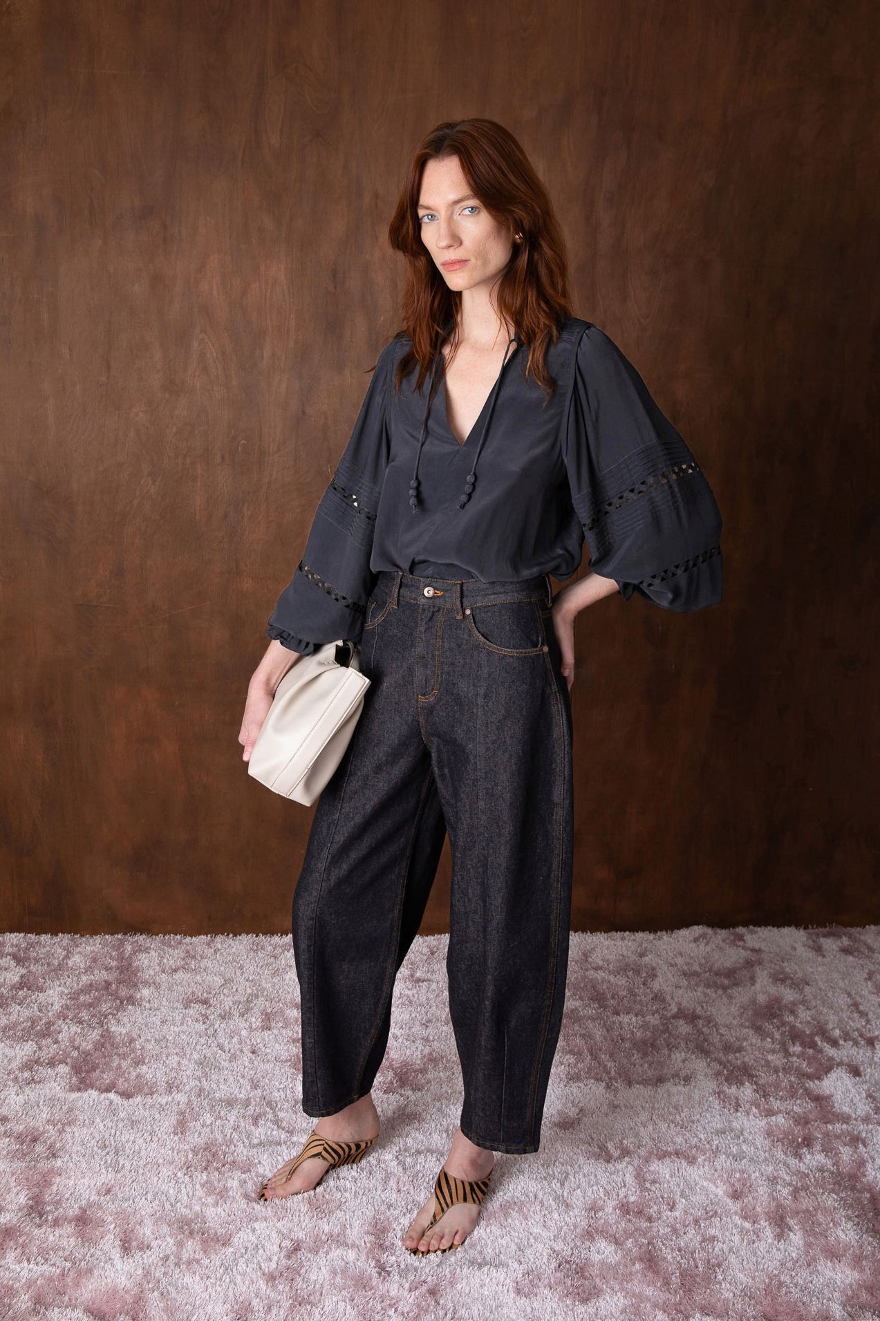 VI.VE.RE Naya Barrel Leg Jeans - Black