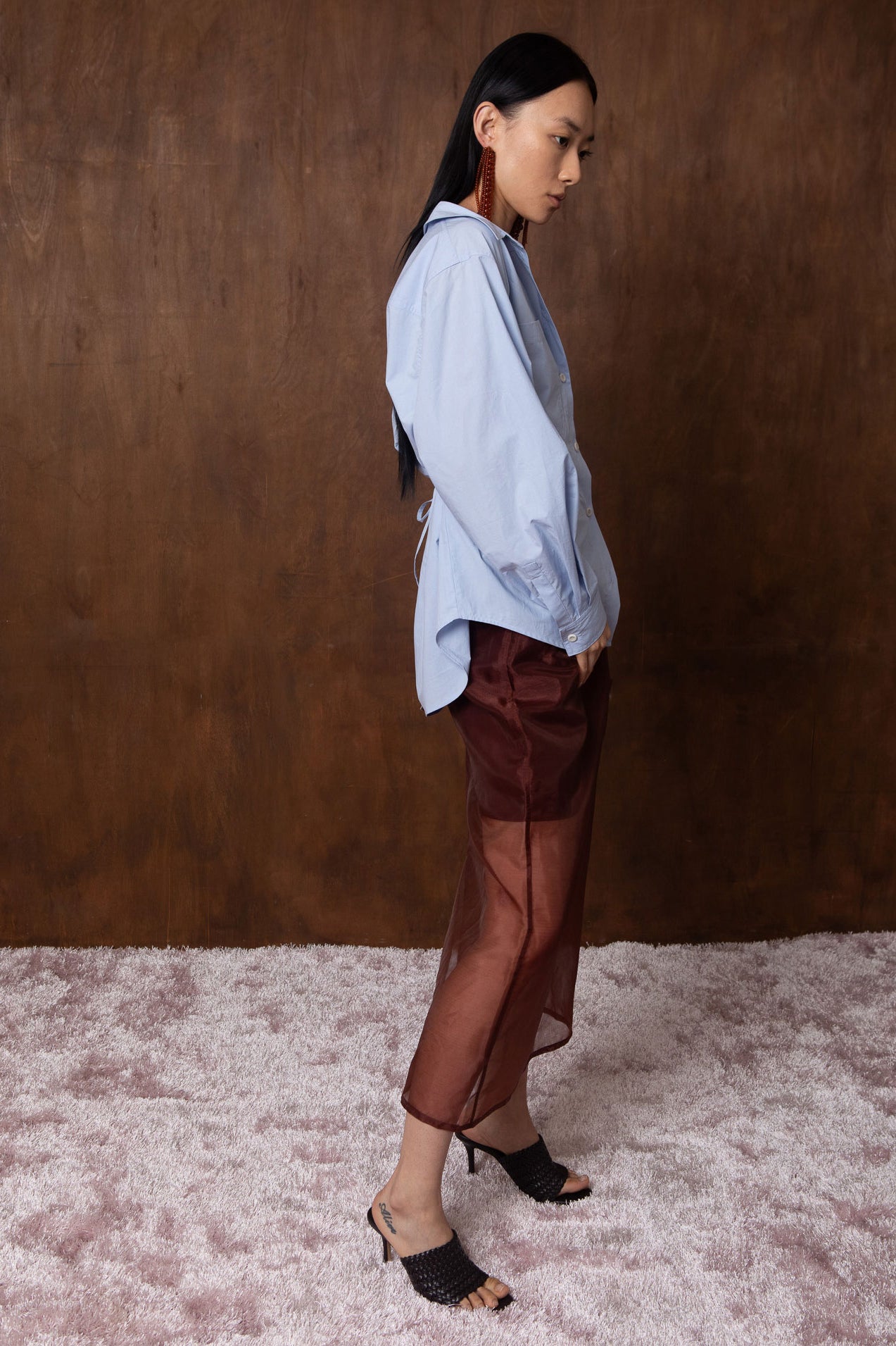 VI.VE.RE Ember Belted Poplin Shirt - Blue