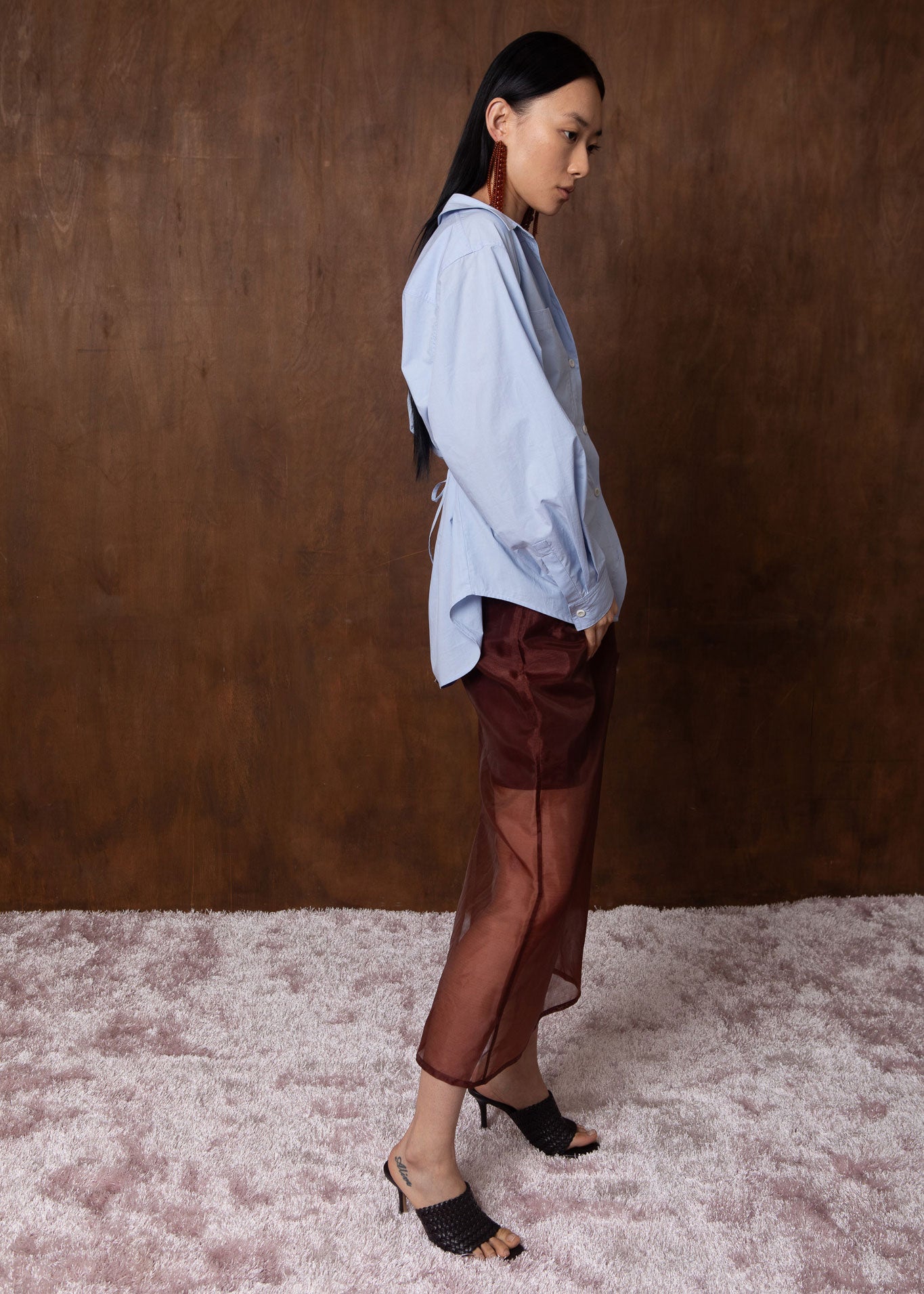 VI.VE.RE Ember Belted Poplin Shirt - Blue