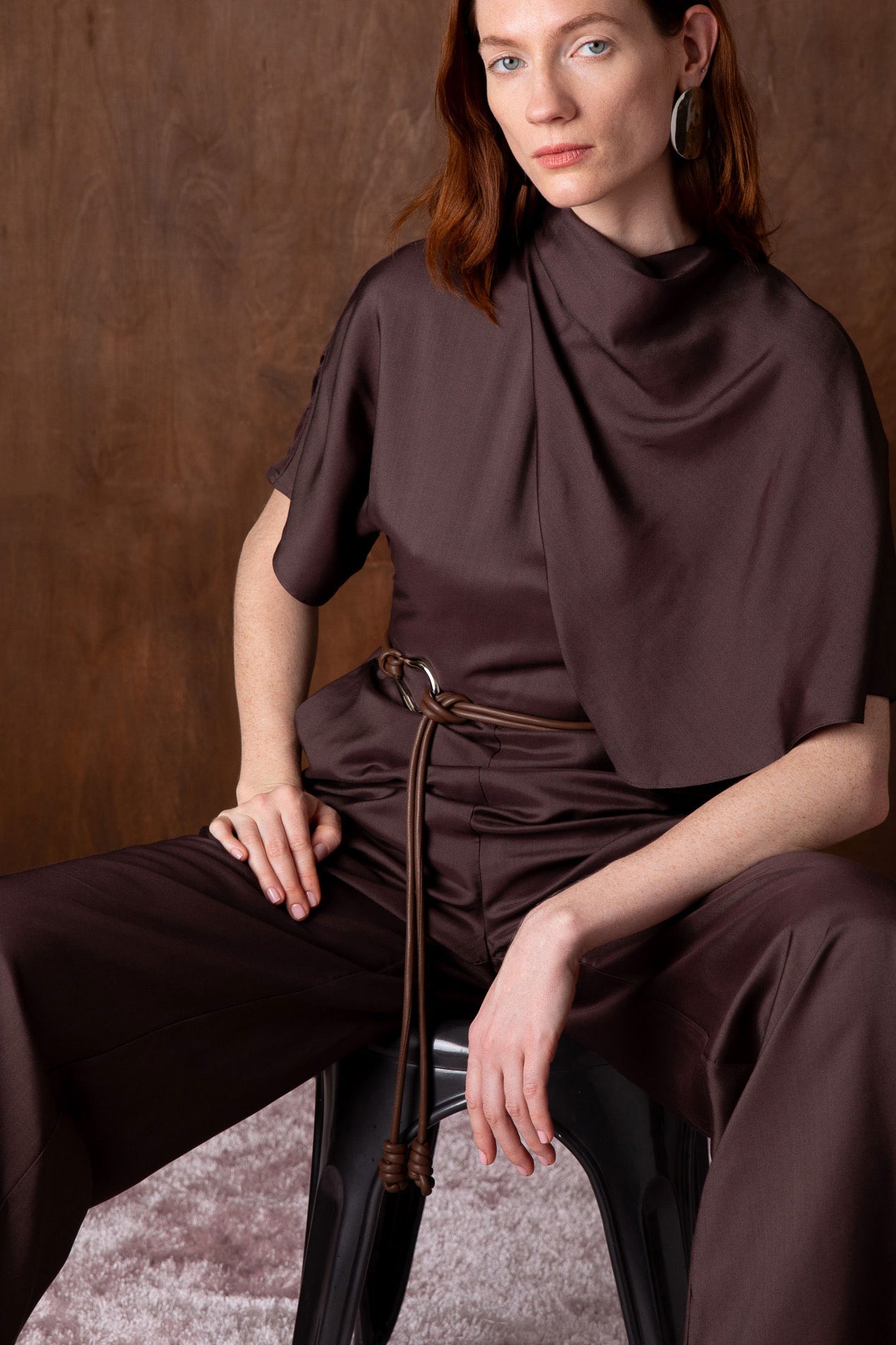 VI.VE.RE Reinah Cape Sleeve Silk Blend Jumpsuit