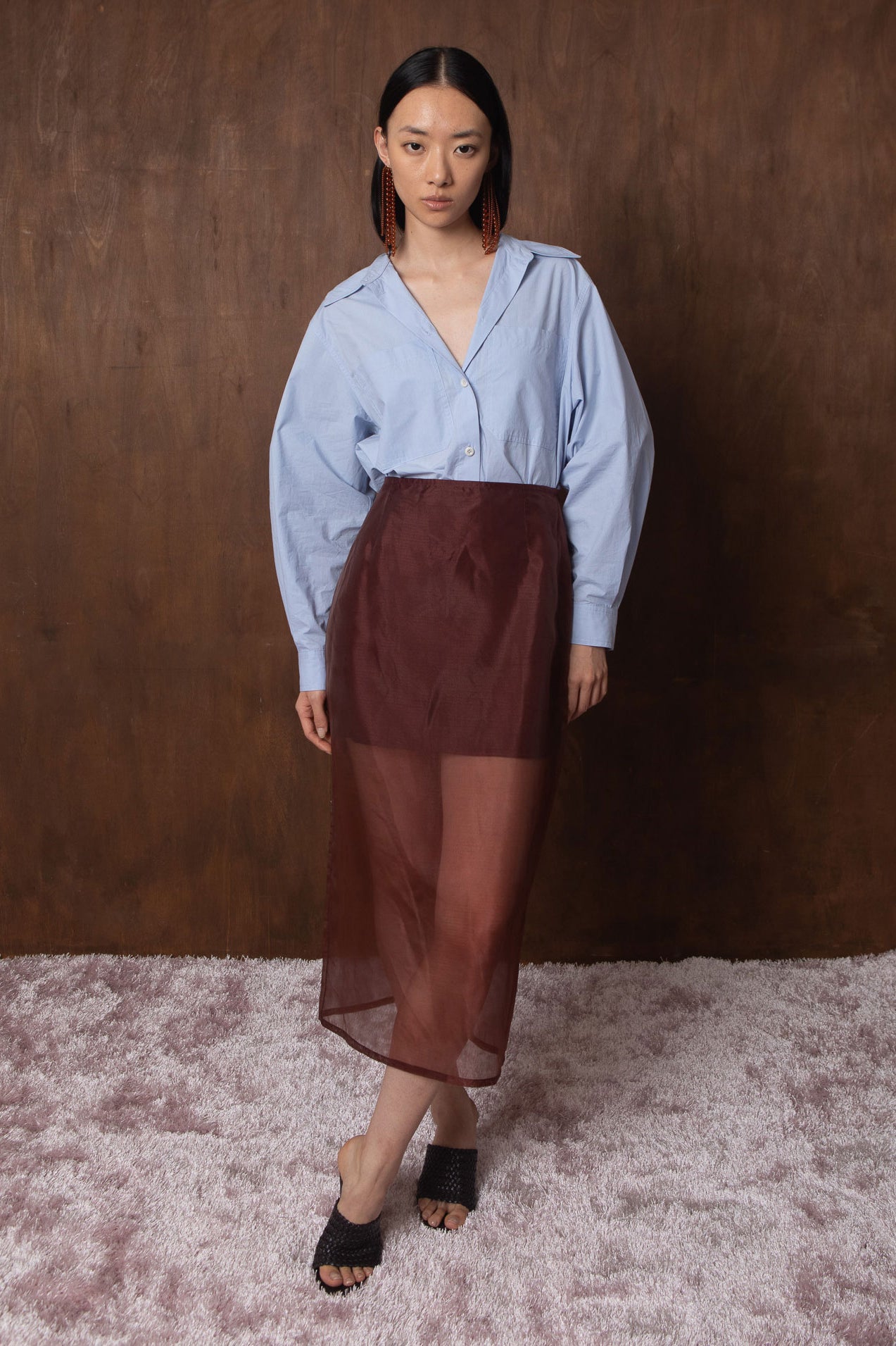 VI.VE.RE Ember Belted Poplin Shirt - Blue