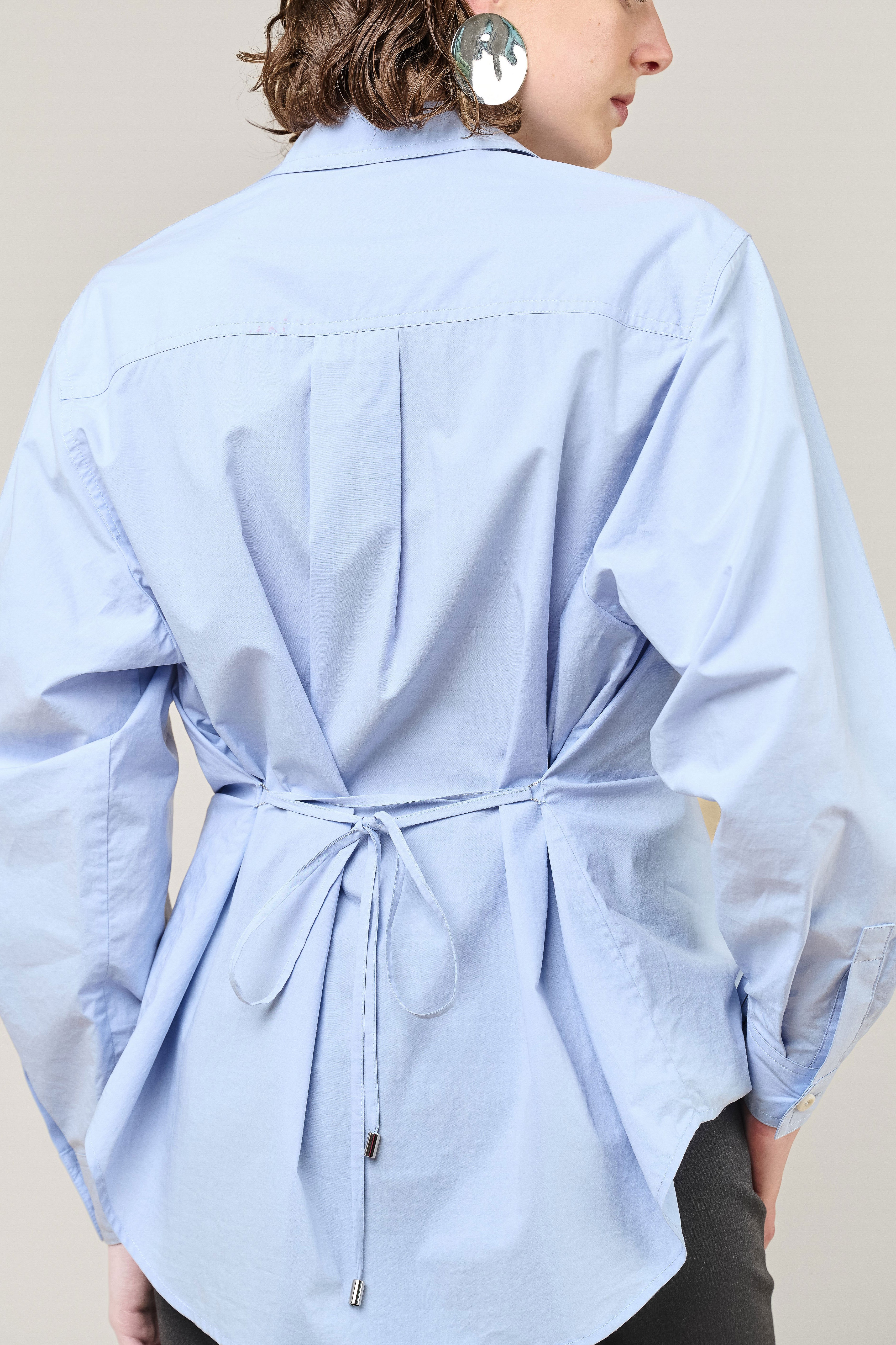 VI.VE.RE Ember Belted Poplin Shirt - Blue