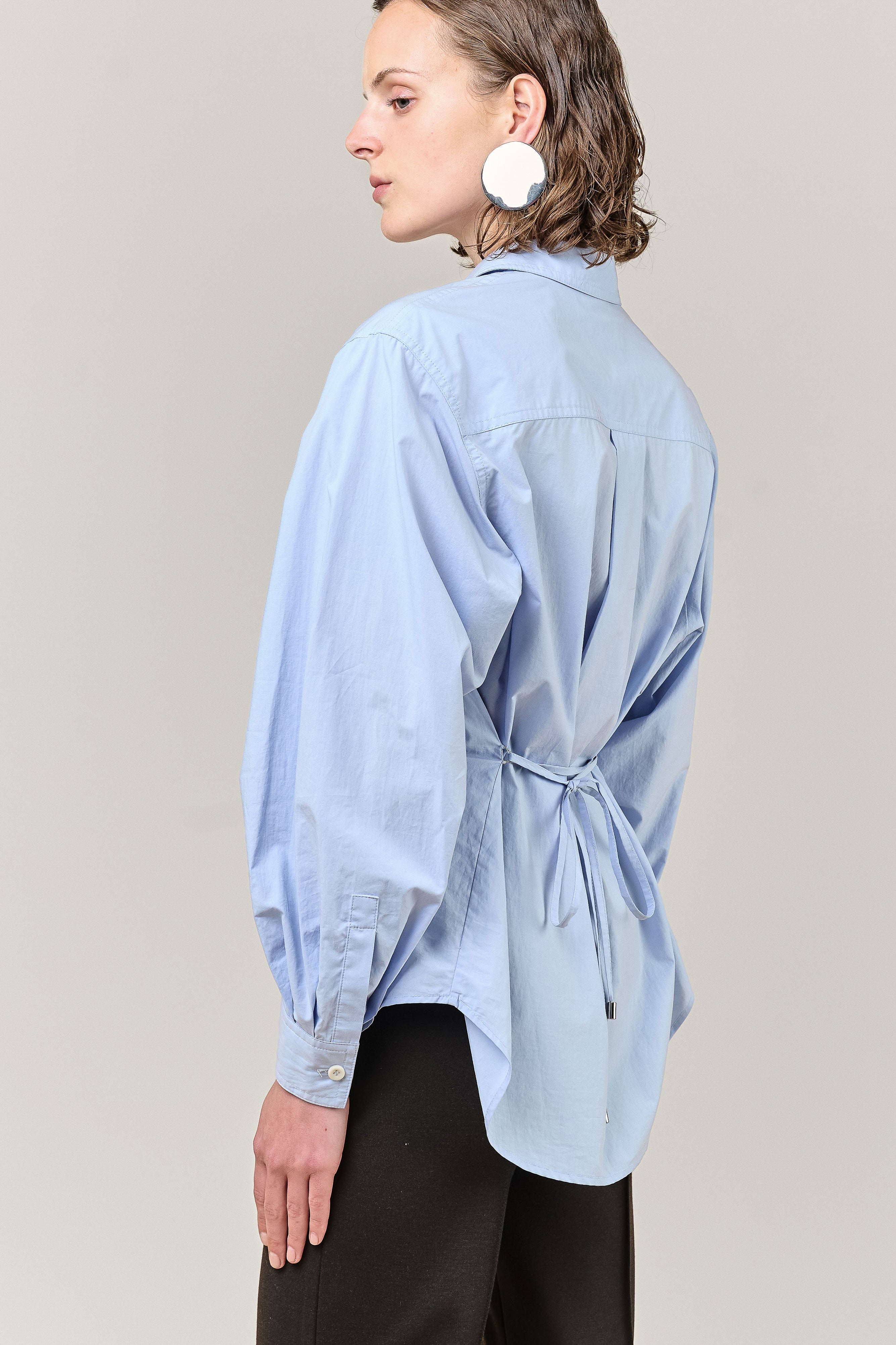 VI.VE.RE Ember Belted Poplin Shirt - Blue