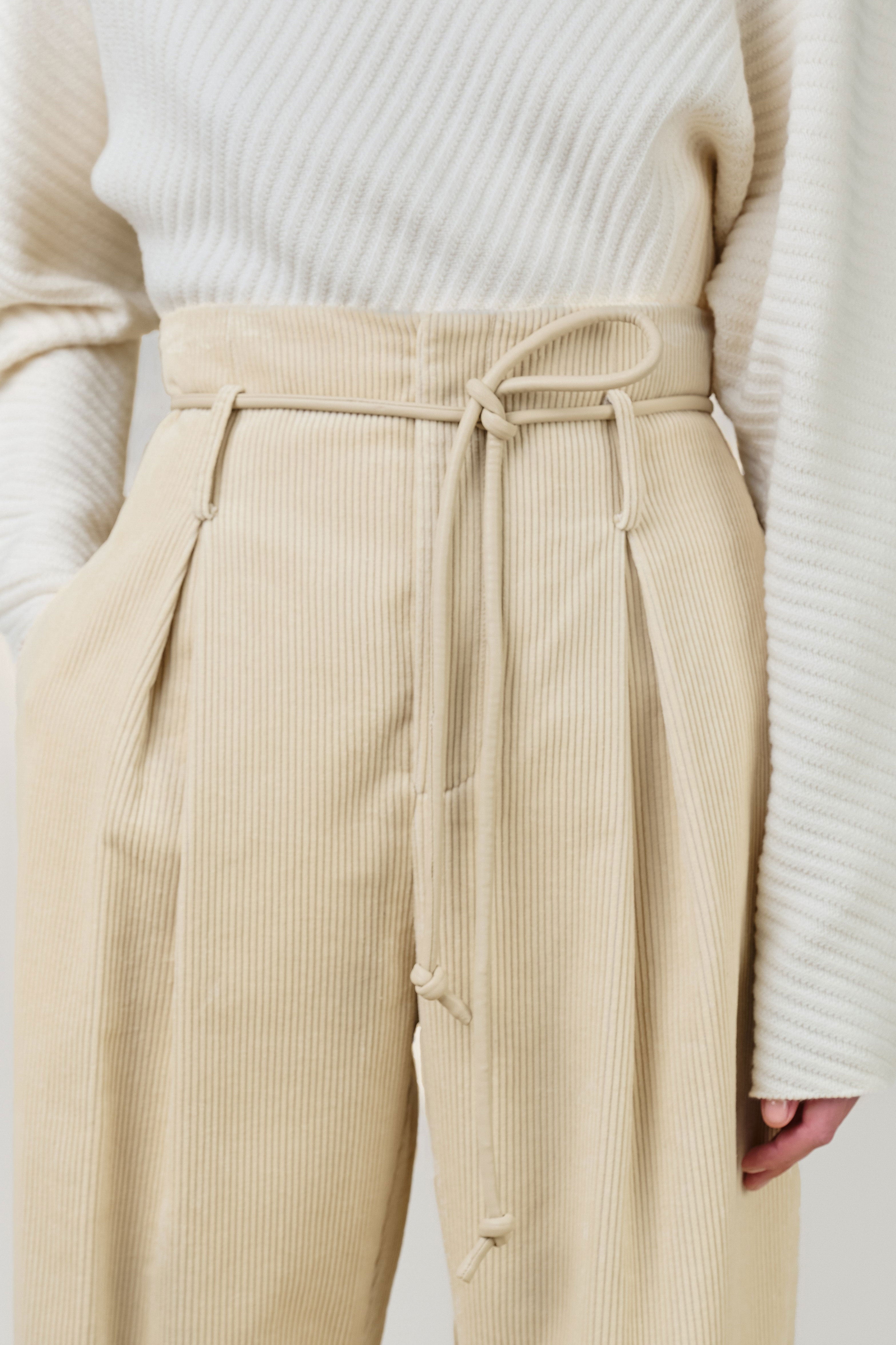 VI.VE.RE Raven Cord High Waist Trousers - Ecru