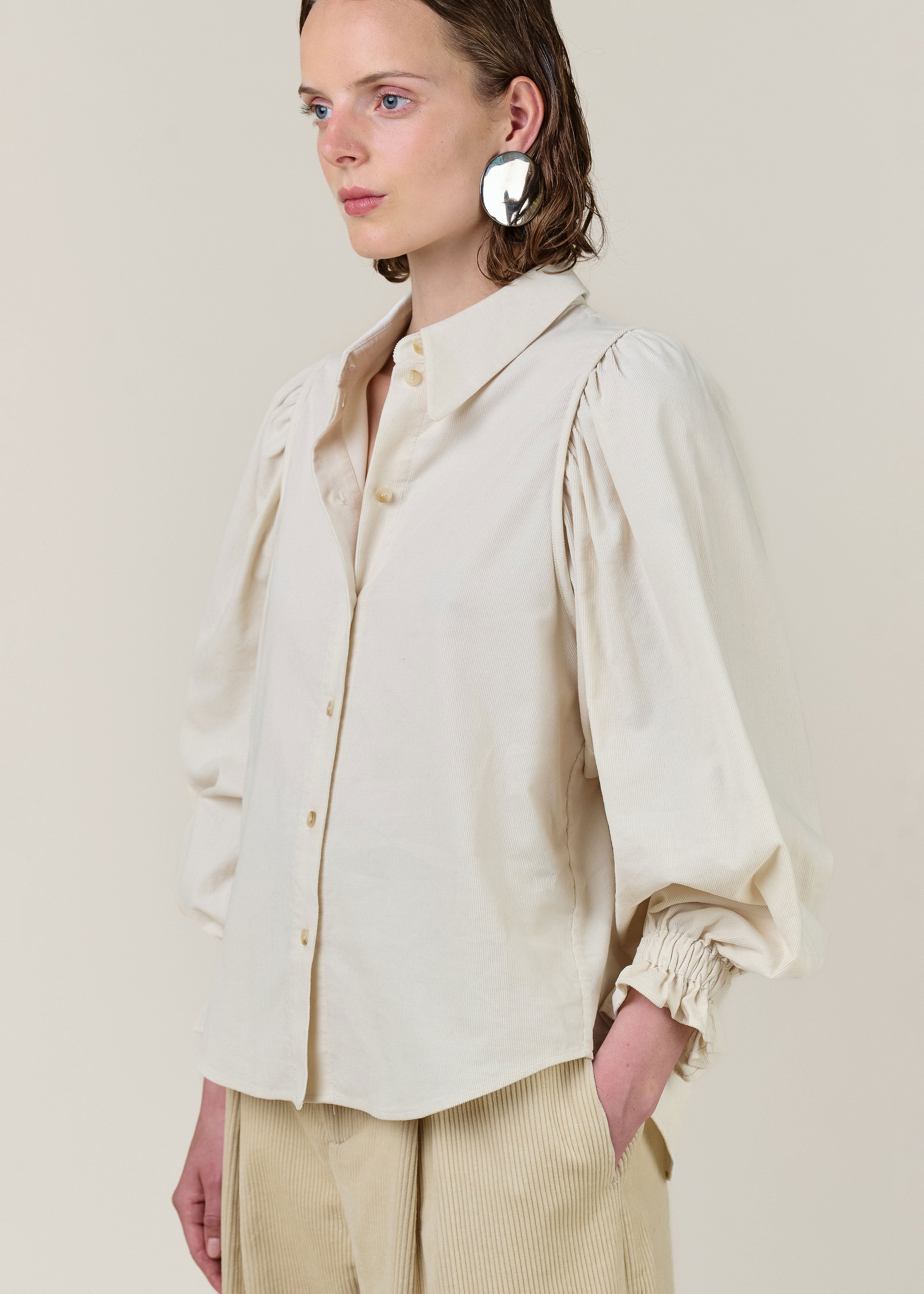 VI.VE.RE Josie Full Sleeve Needlecord Shirt - Ecru