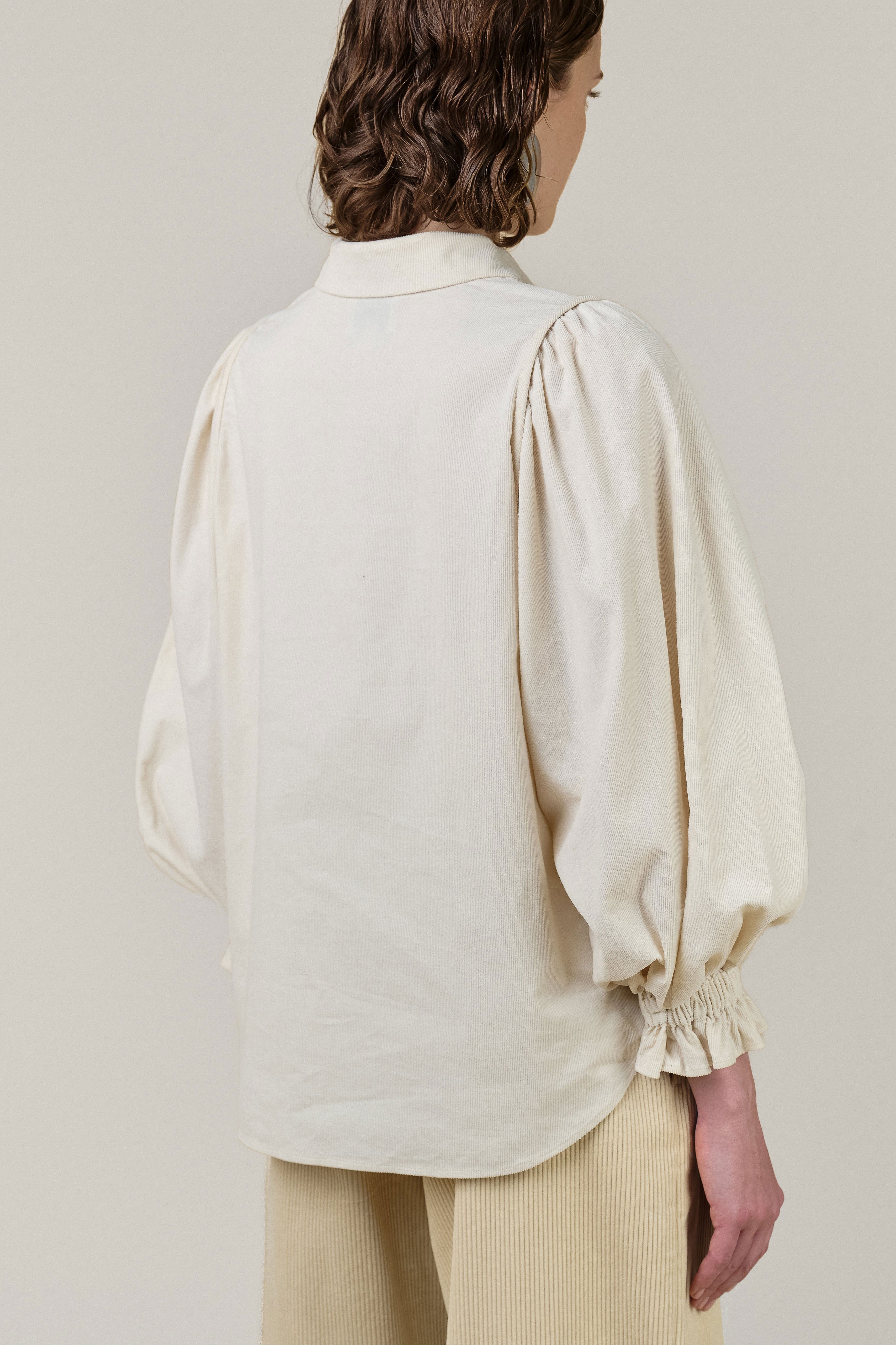 VI.VE.RE Josie Full Sleeve Needlecord Shirt - Ecru