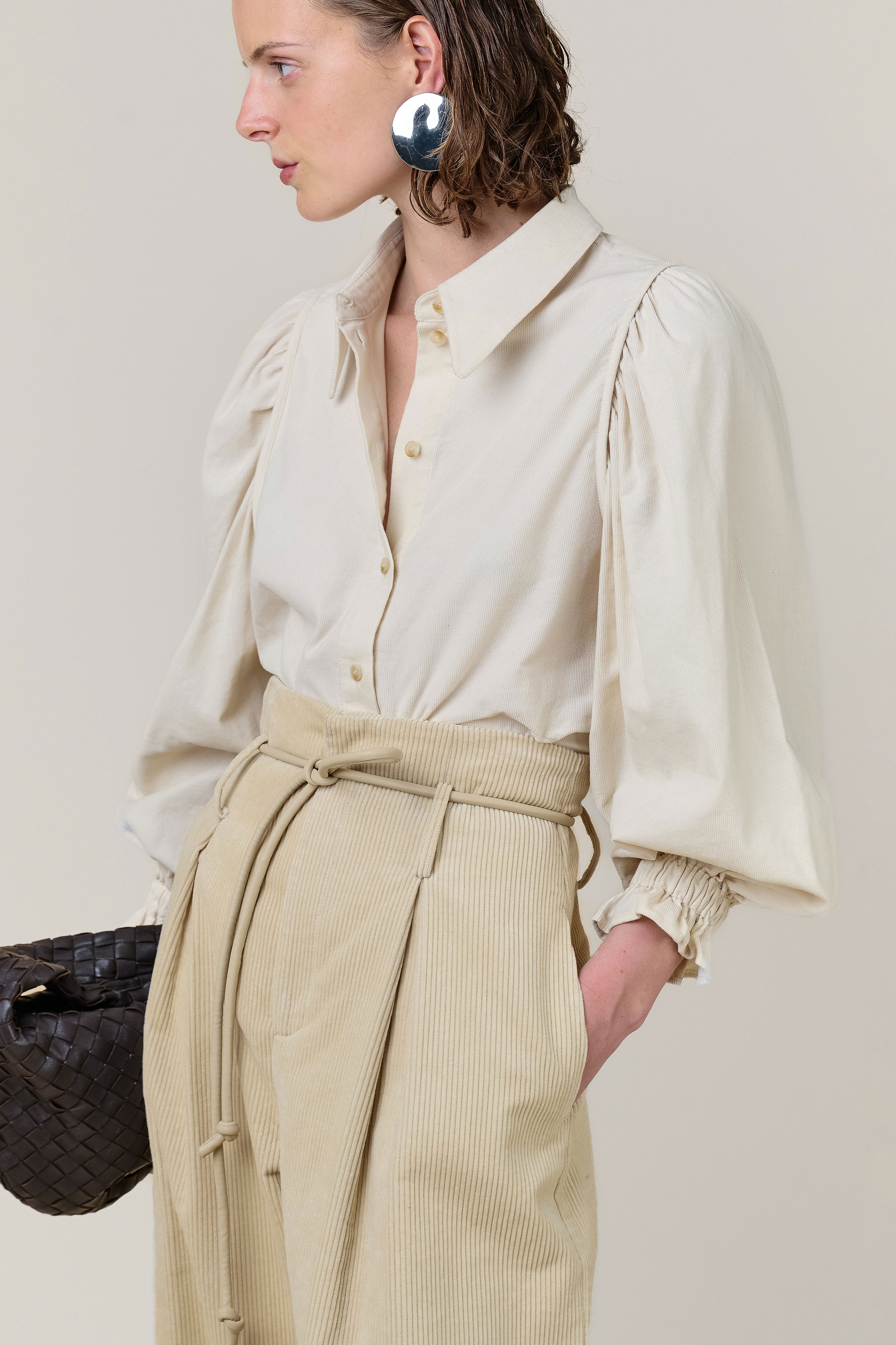 VI.VE.RE Raven Cord High Waist Trousers - Ecru