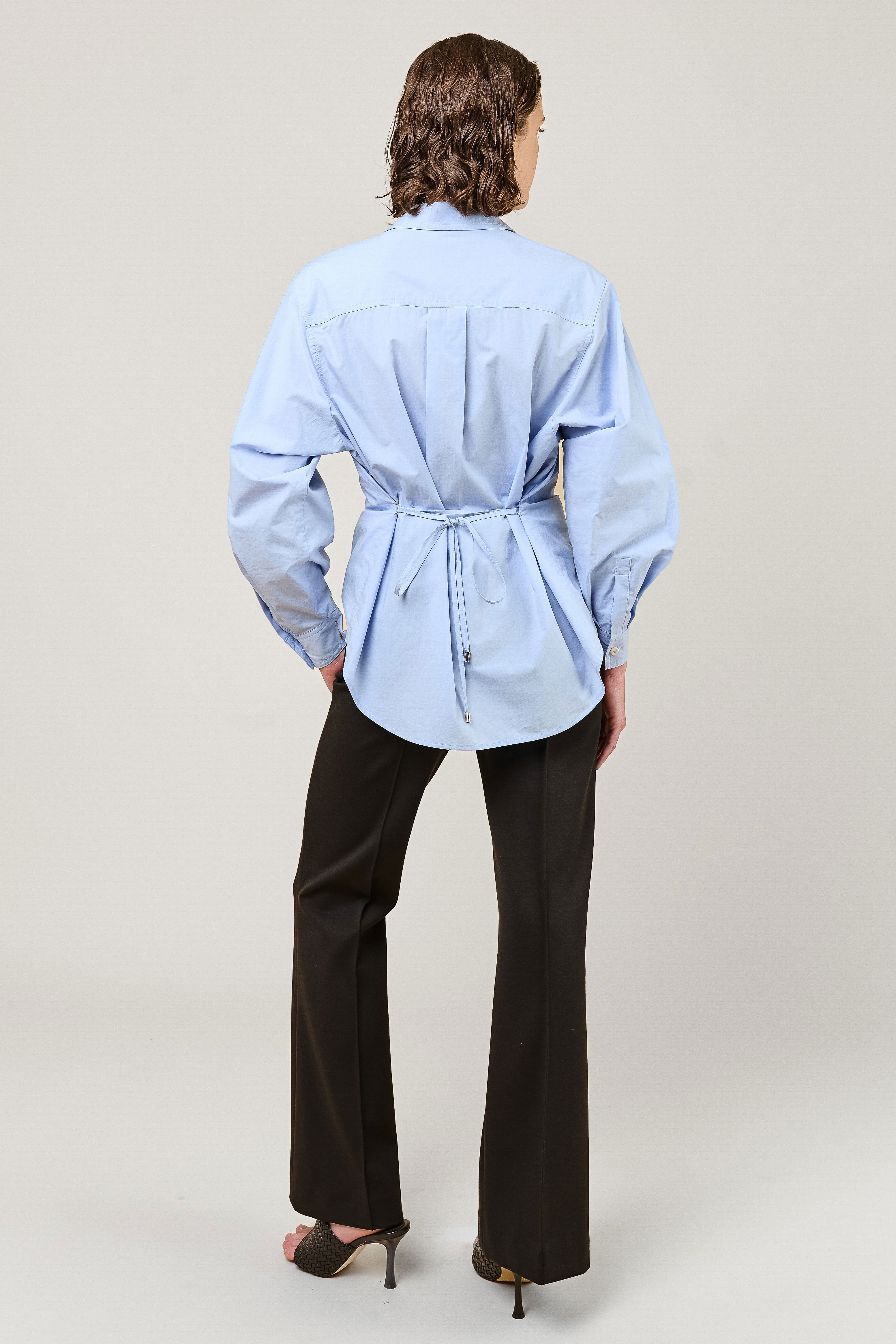VI.VE.RE Ember Belted Poplin Shirt - Blue