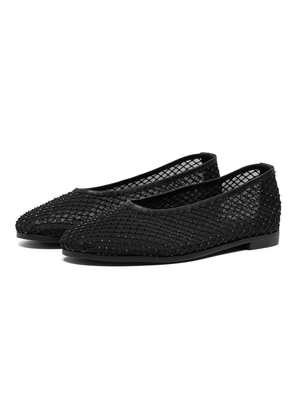 Woden Adeline Fishnet Ballerina - Black