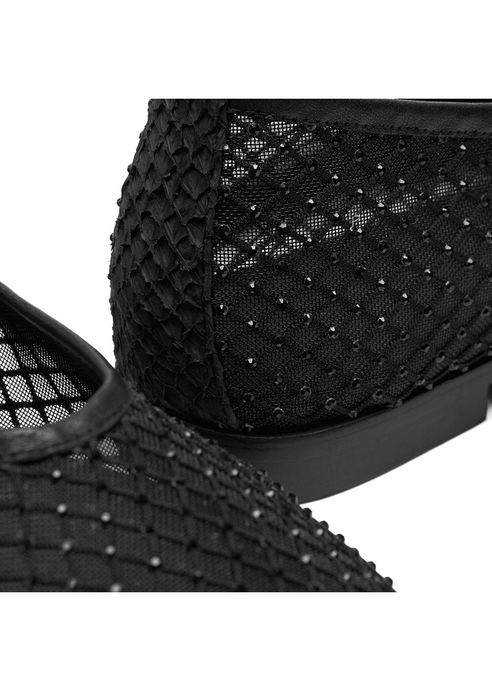 Woden Adeline Fishnet Ballerina - Black