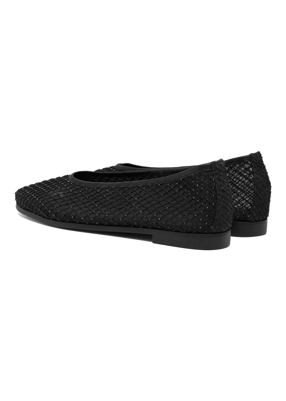 Woden Adeline Fishnet Ballerina - Black