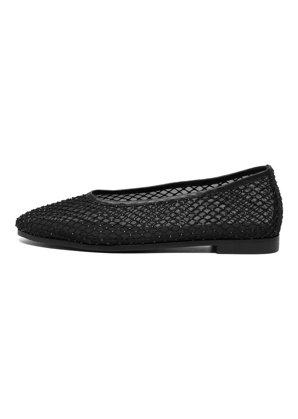 Woden Adeline Fishnet Ballerina - Black