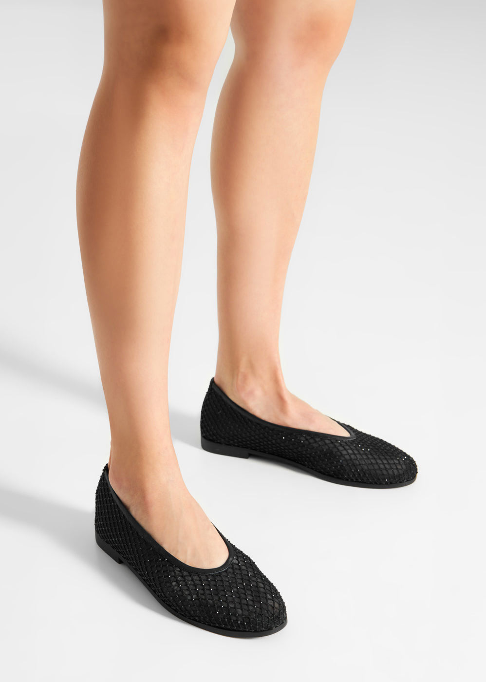 Woden Adeline Fishnet Ballerina - Black