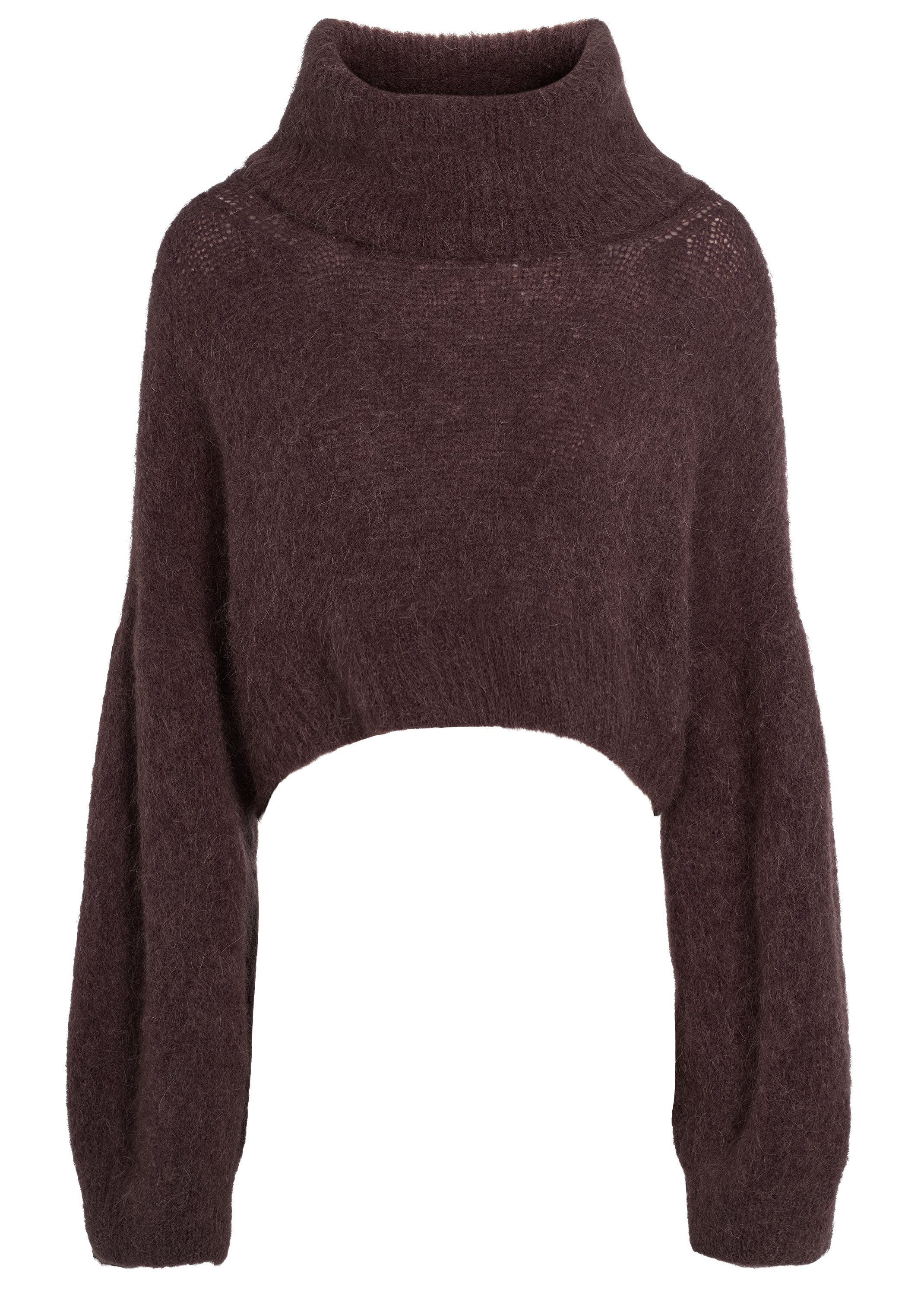 American Dreams Andrea Rollneck Cropped Alpaca Pullover - Cocoa