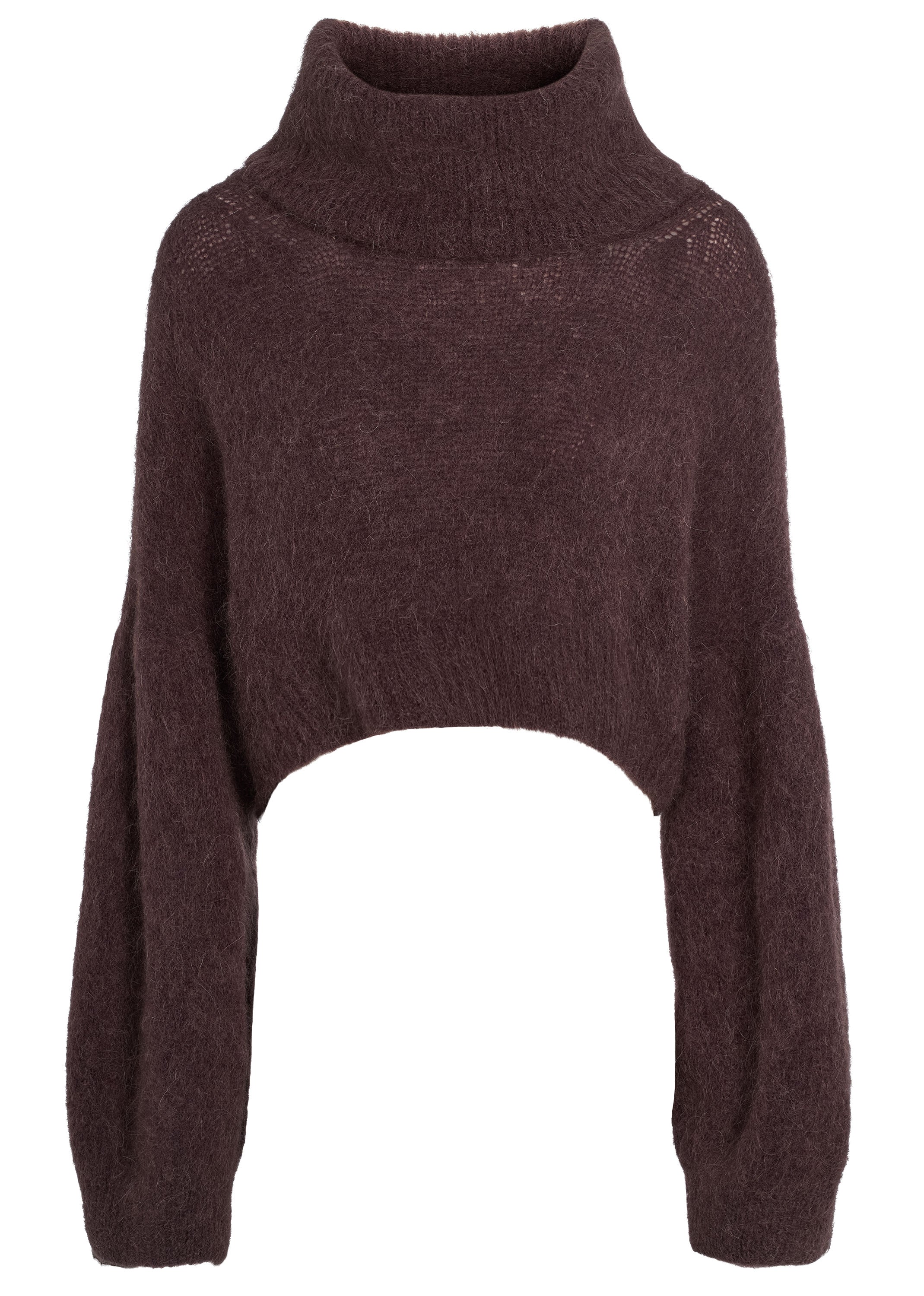 American Dreams Andrea Rollneck Cropped Alpaca Pullover - Cocoa