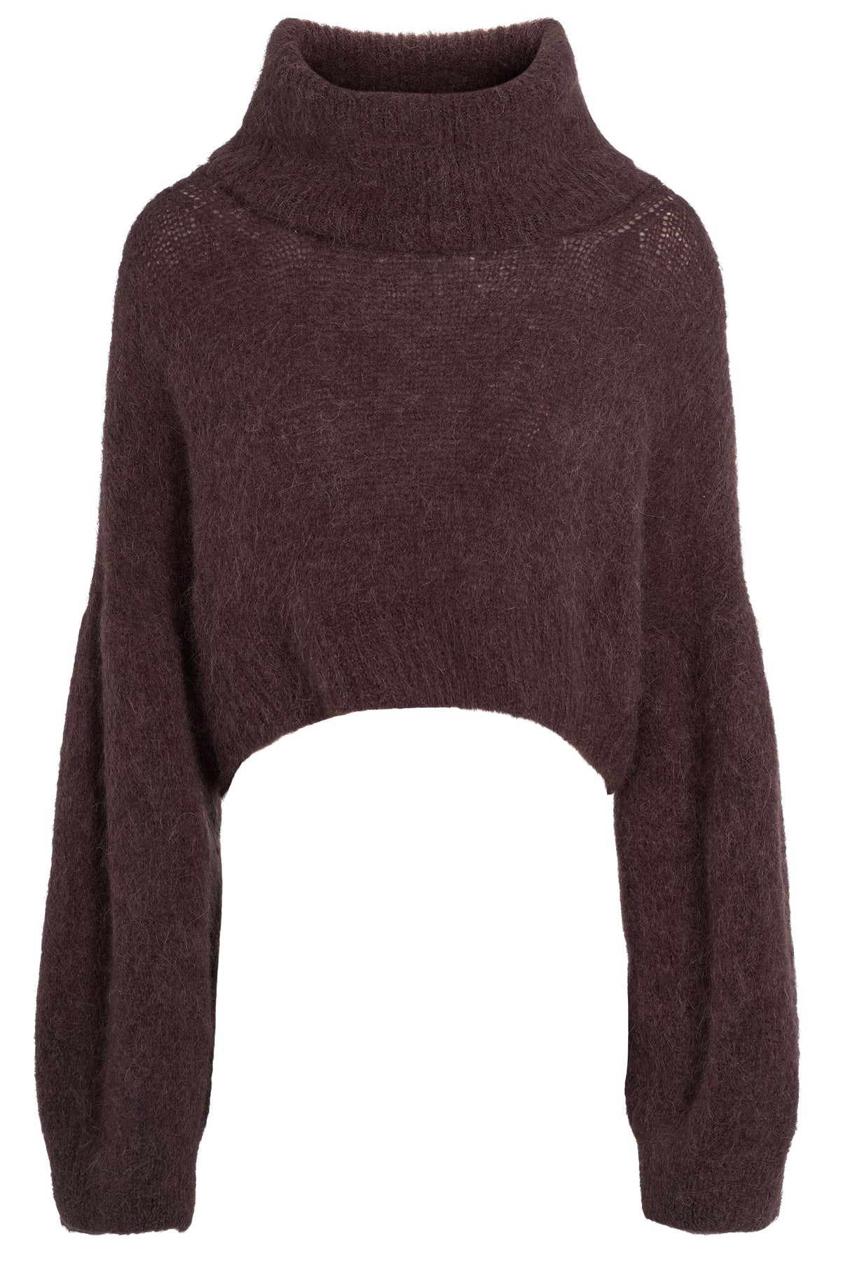 American Dreams Andrea Rollneck Cropped Alpaca Pullover - Cocoa